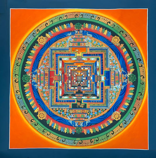 Original Hand Painted Kalachakra Mandala / wheel of Life/Time Masterpiece Tibetan Meditation compassion Thangka / Thanka painting From Nepal