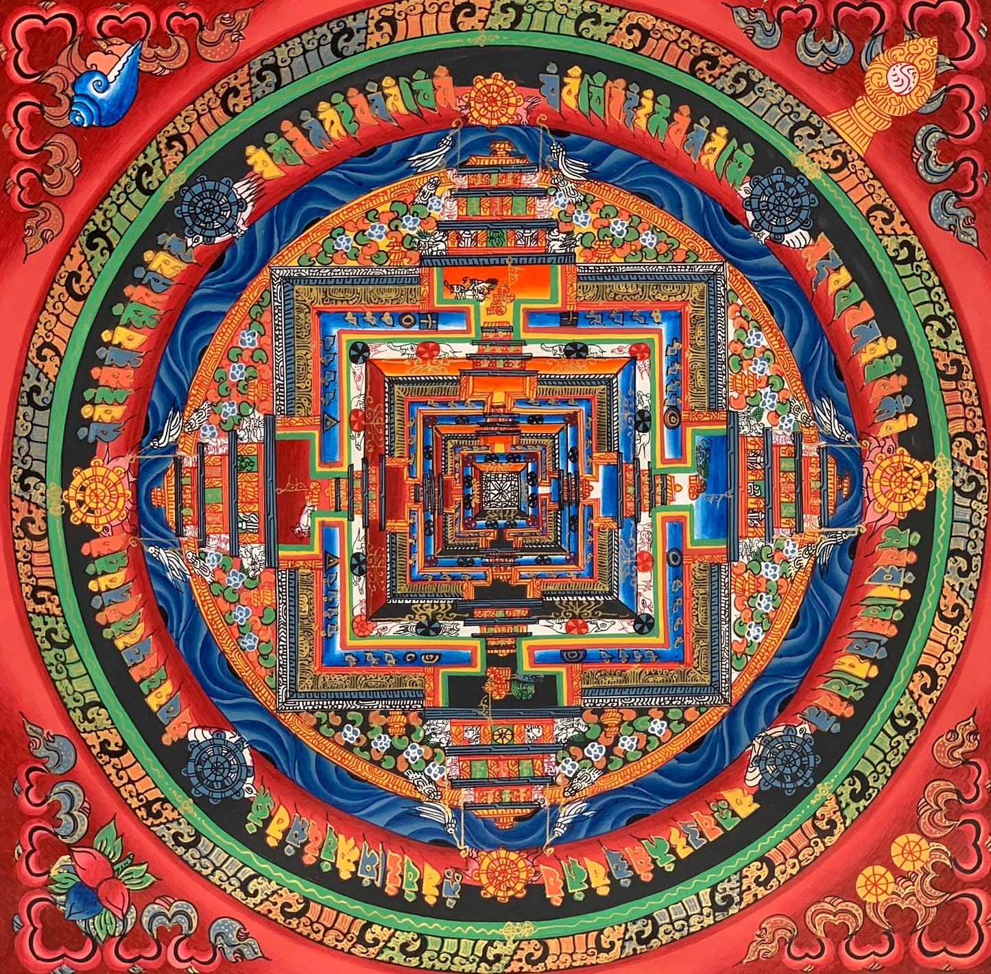 Original Hand-painted Master Quality Kalachakra Mandala/ Wheel of Time Tibetan Thangka Painting