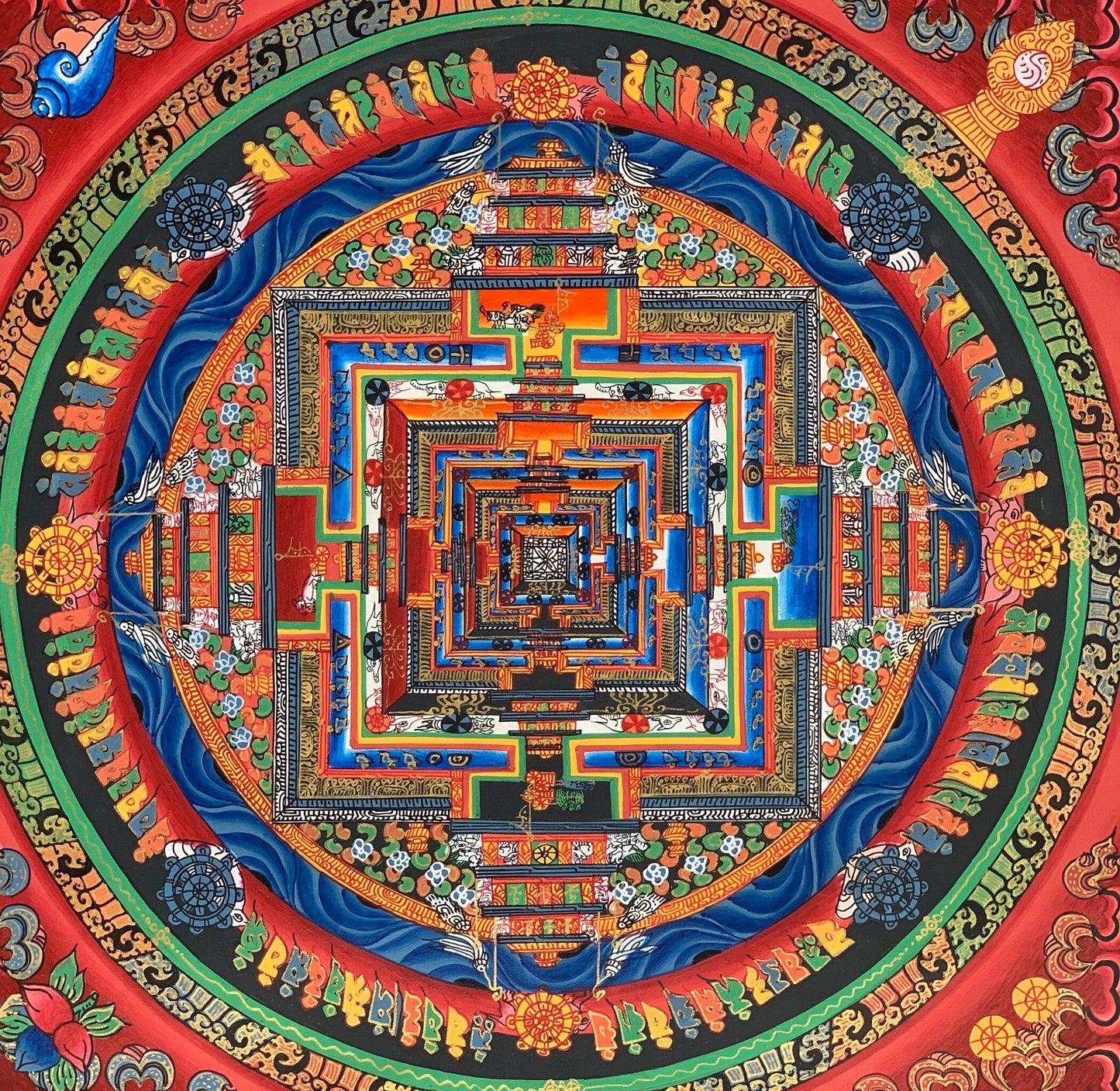 Original Hand-painted Master Quality Kalachakra Mandala/ Wheel of Time Tibetan Thangka Painting