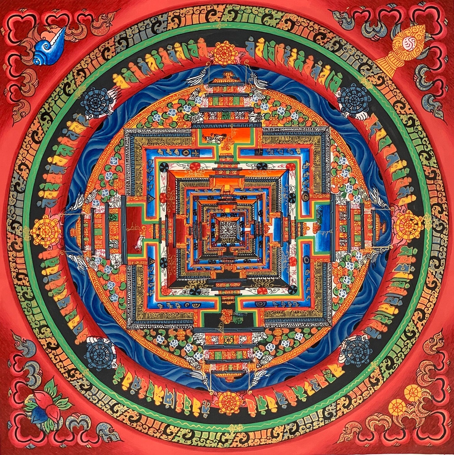 Original Hand-painted Master Quality Kalachakra Mandala/ Wheel of Time Tibetan Thangka Painting