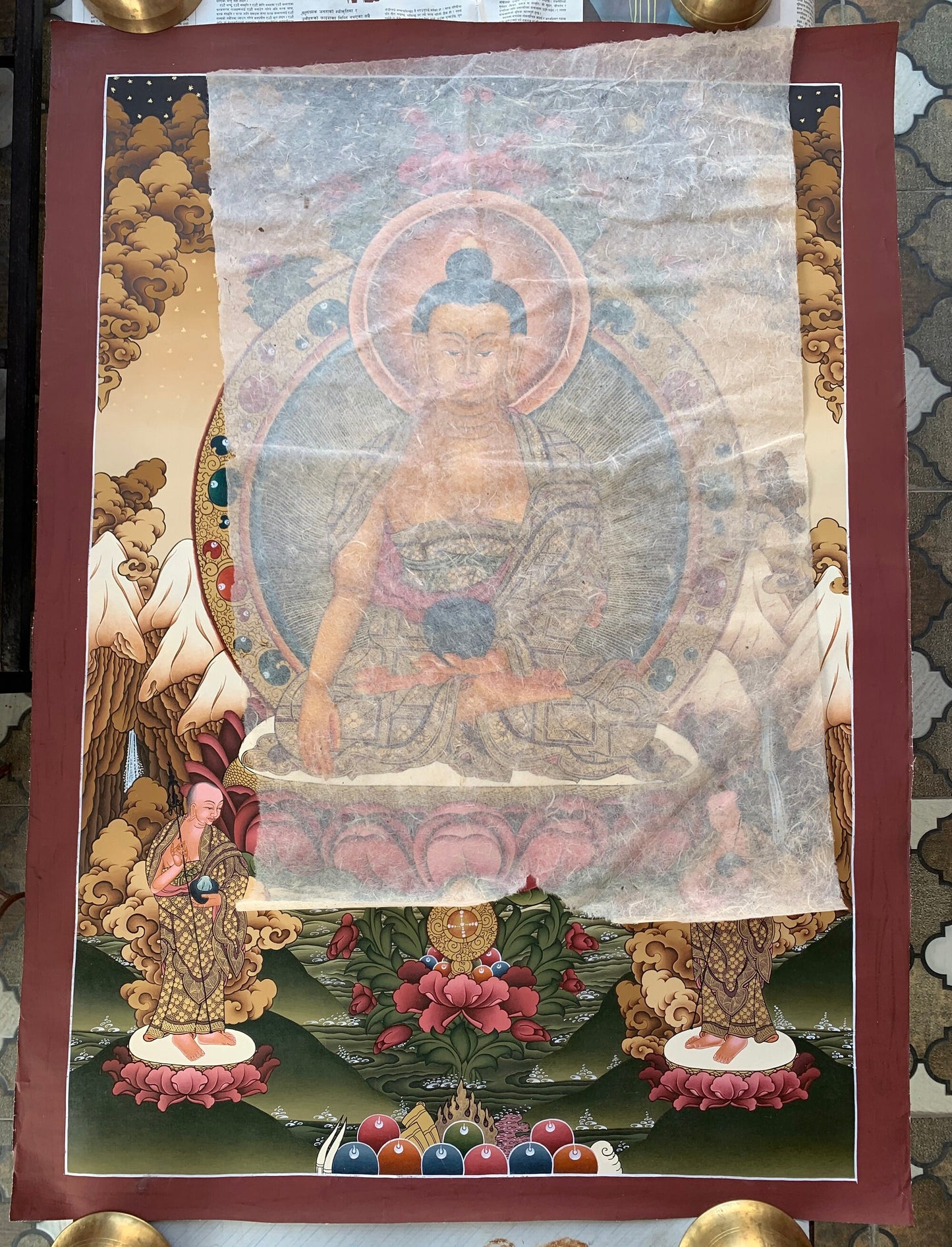 Original Hand Painted Buddha Shakyamuni / Gautama / 24 K Gold Masterpiece Tibetan Compassion Meditation Thangka /Thanka Painting from Nepal