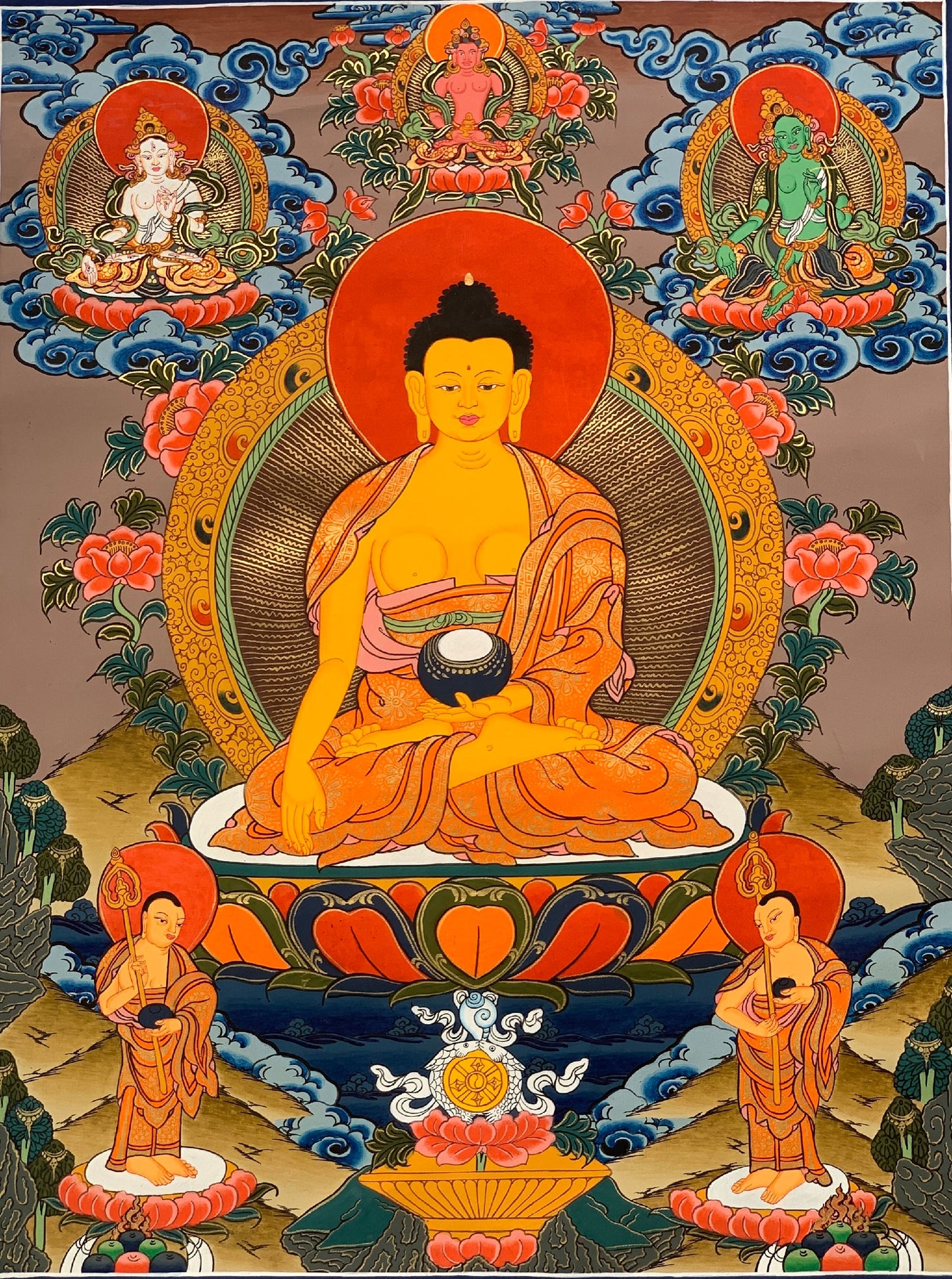 Hand-painted, Shakyamuni, Gautama Buddha,  Tibetan Thangka Painting 15 x 20-inch