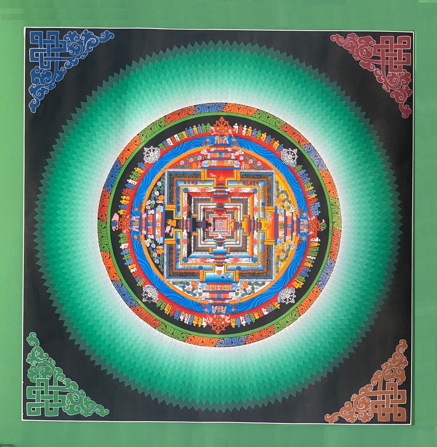 Hand-painted, Kalachakra, Rainbow Mandala, Gold, Thangka Painting, Home Décor  50 cm x 50 cm