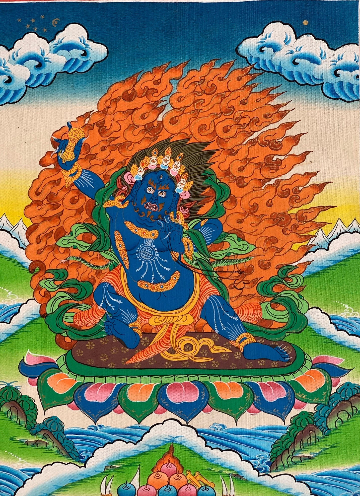 Original Hand-painted Master Quality Vajarapani, Sangdag Chagna Dorje, Tibetan Compassion Meditation Thangka  Painting