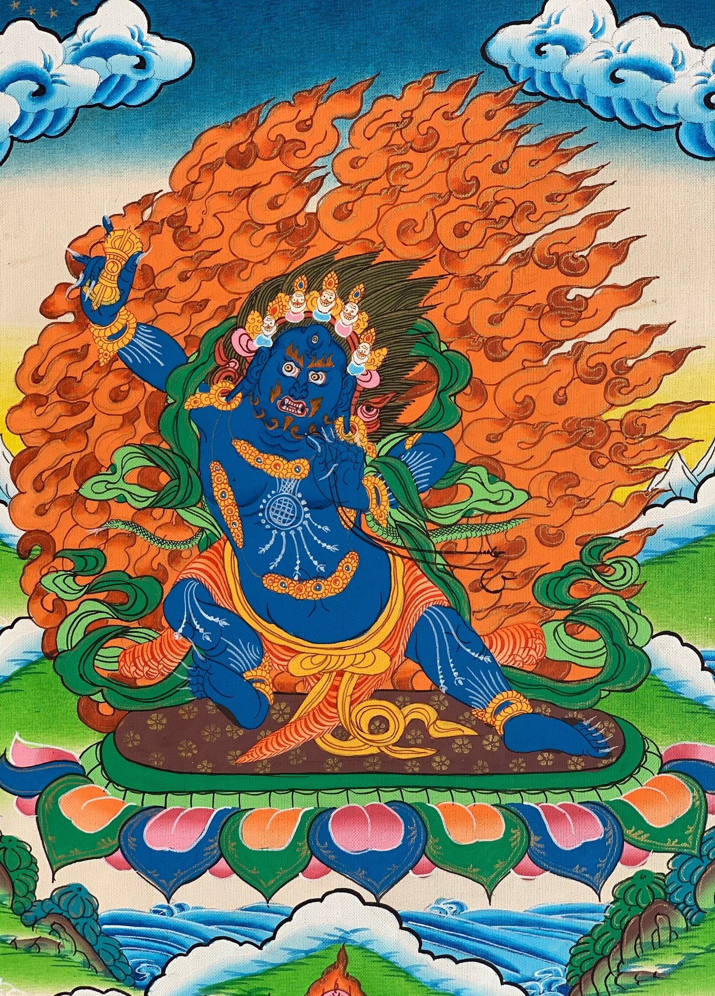 Original Hand-painted Master Quality Vajarapani, Sangdag Chagna Dorje, Tibetan Compassion Meditation Thangka  Painting