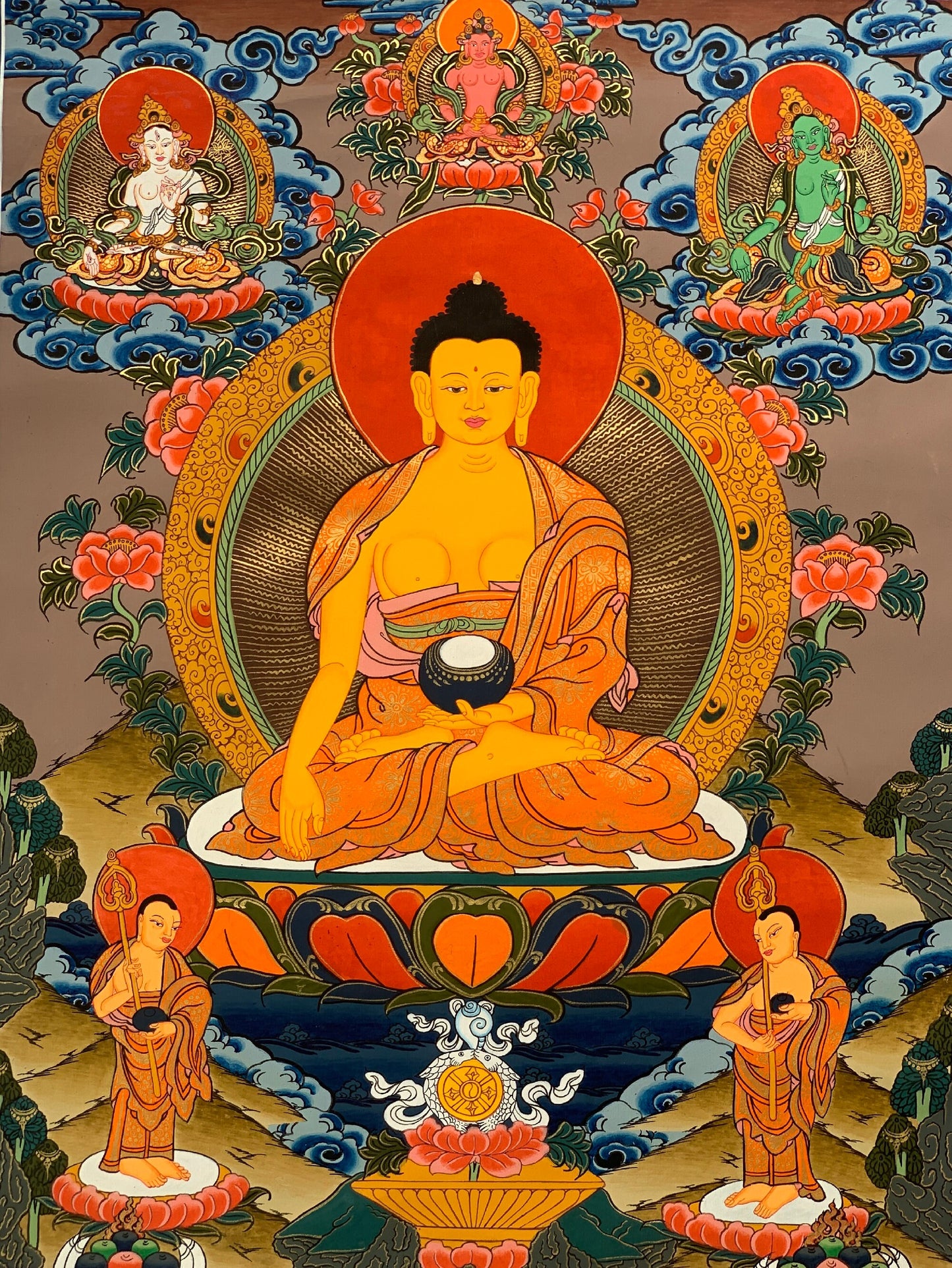 Hand-painted, Shakyamuni, Gautama Buddha,  Tibetan Thangka Painting 15 x 20-inch