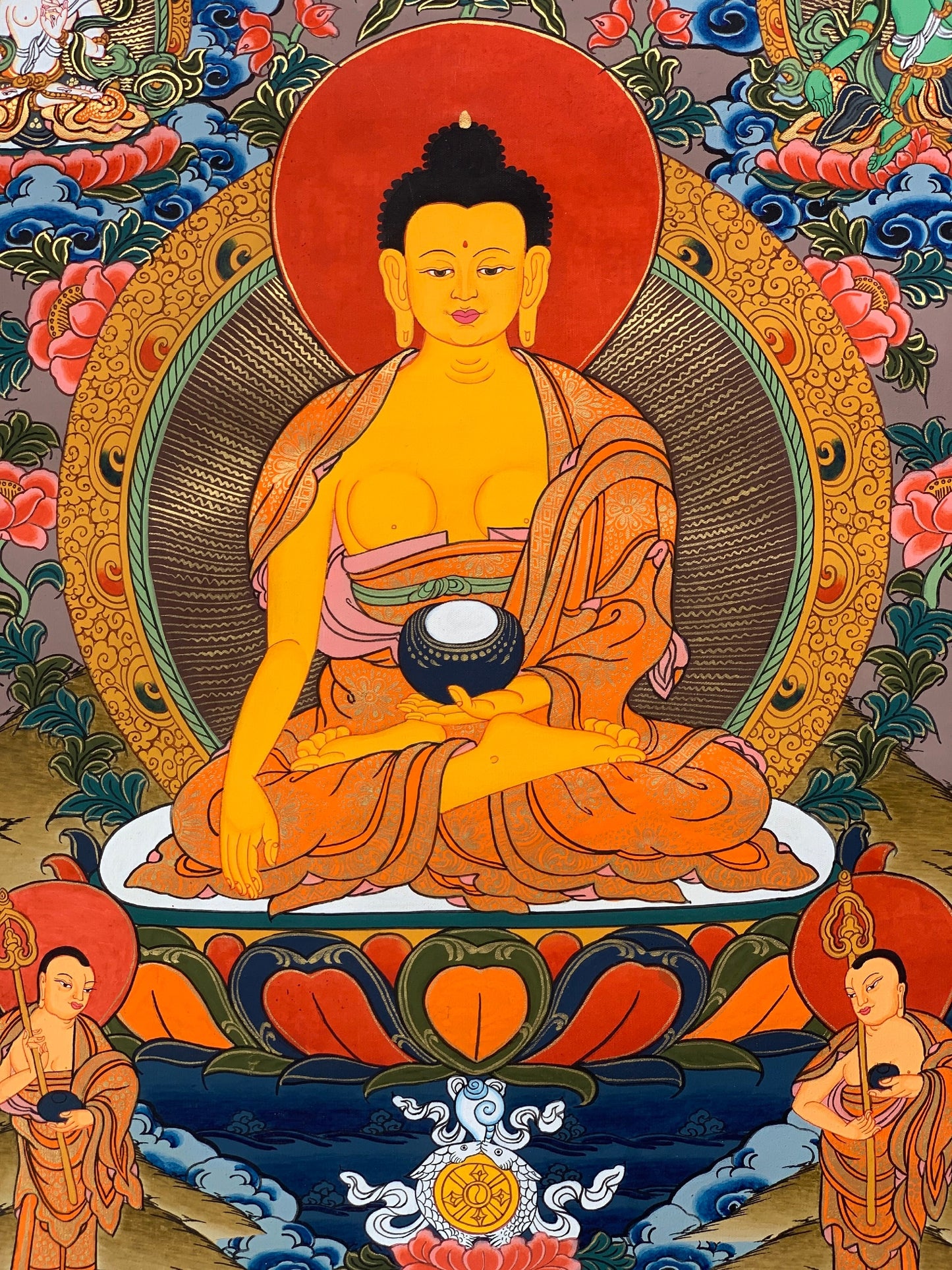 Hand-painted, Shakyamuni, Gautama Buddha,  Tibetan Thangka Painting 15 x 20-inch