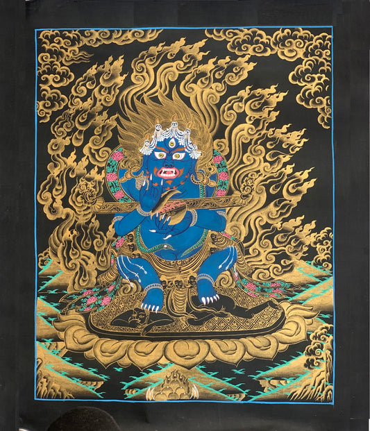 Hand-painted Fine Quality, Mahakala, Kala Bhairabha, Thangka Painting 19 x 24-Inch