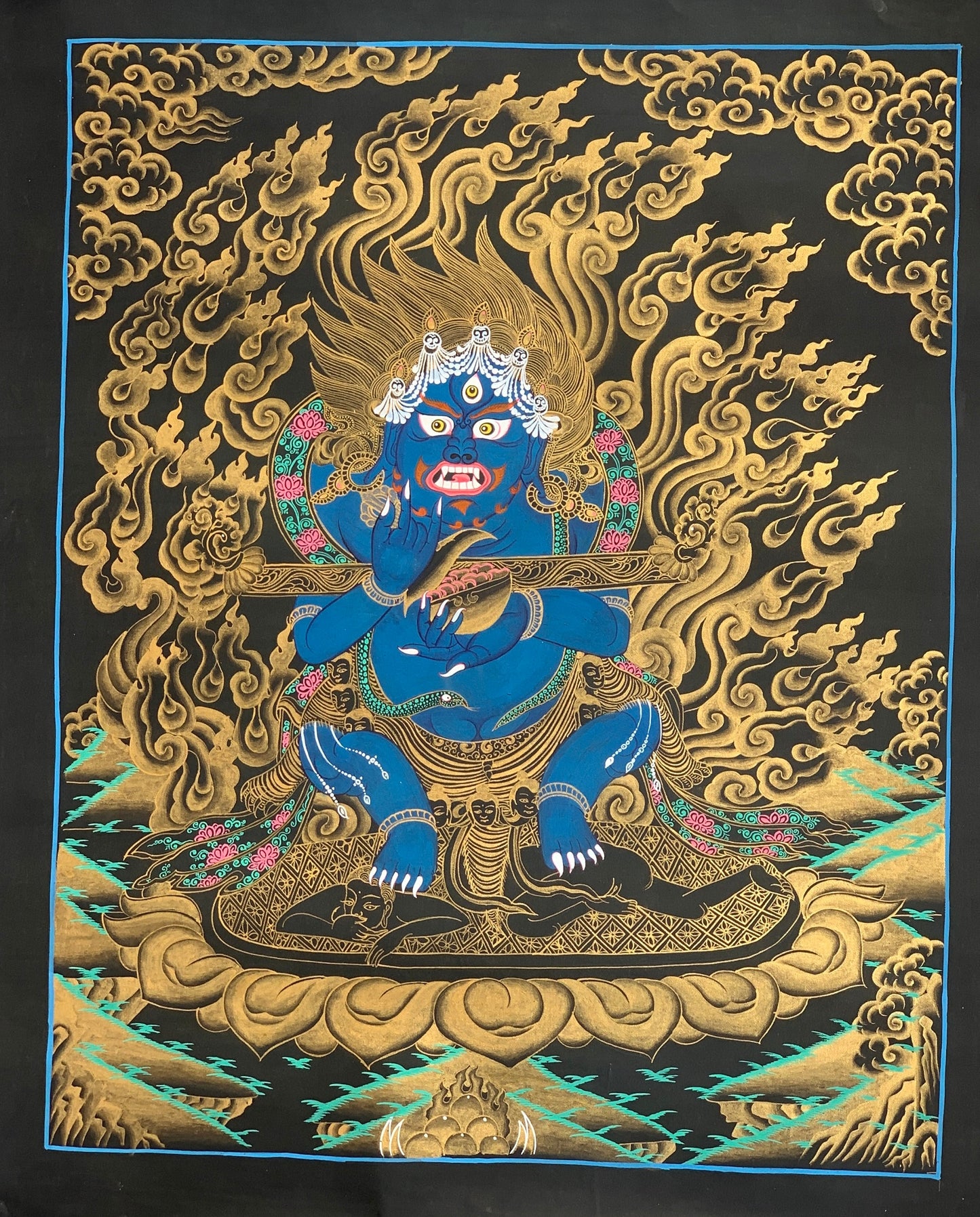 Hand-painted Fine Quality, Mahakala, Kala Bhairabha, Thangka Painting 19 x 24-Inch