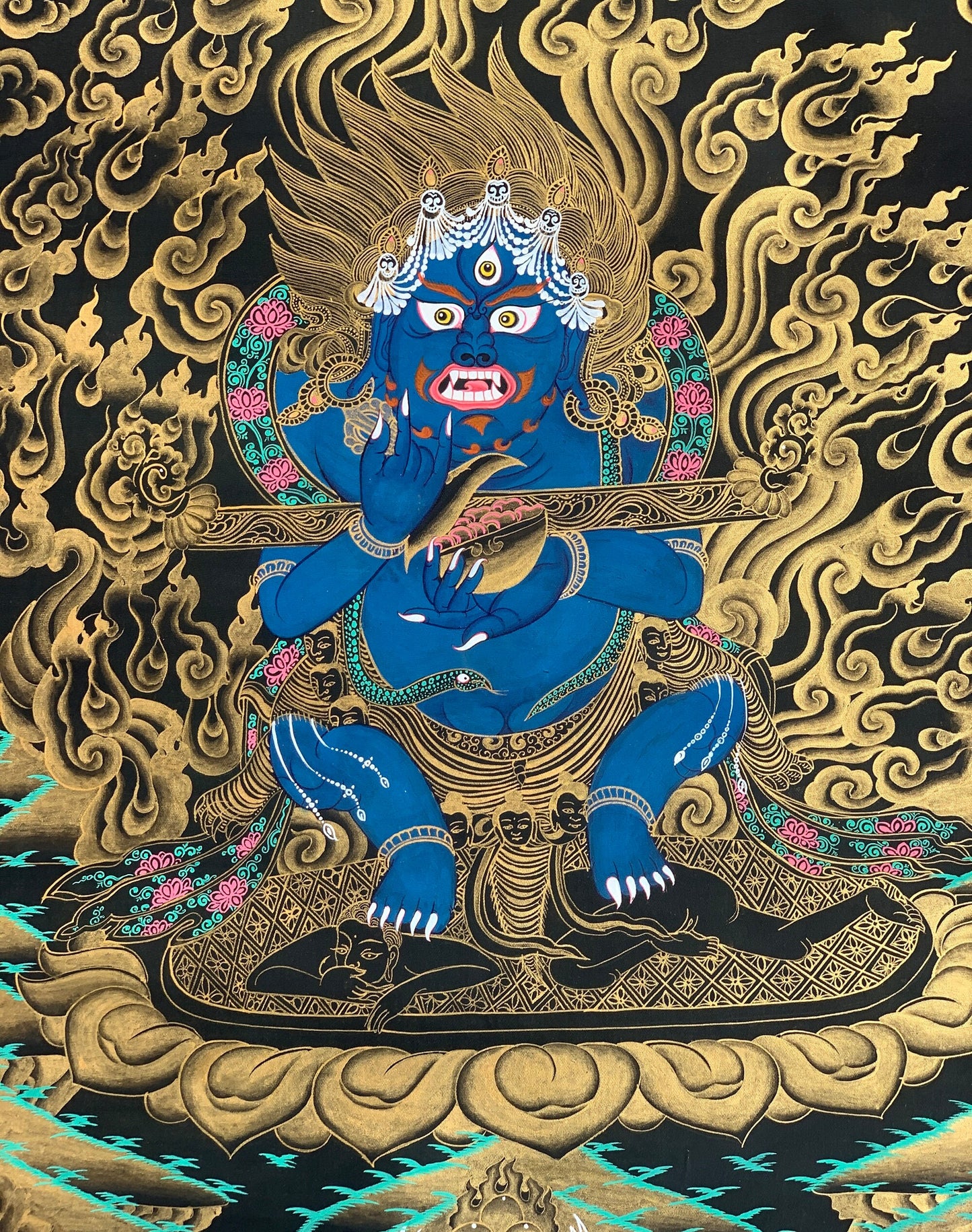 Hand-painted Fine Quality, Mahakala, Kala Bhairabha, Thangka Painting 19 x 24-Inch