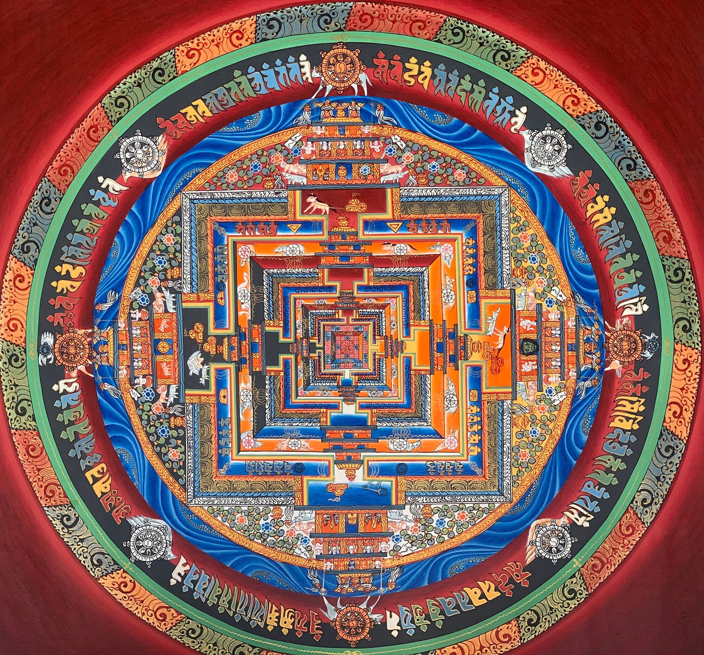 Original Hand-painted Master Quality Large Kalachakra Mandala Wheel of Life Tibetan Meditation Thangka Painting