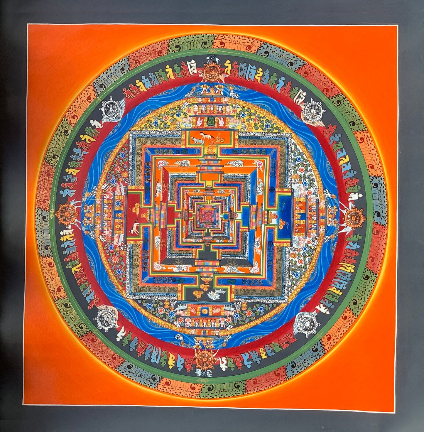 Original Hand-painted Master Quality Large Kalachakra Mandala Wheel of Life Tibetan Meditation Thangka Painting