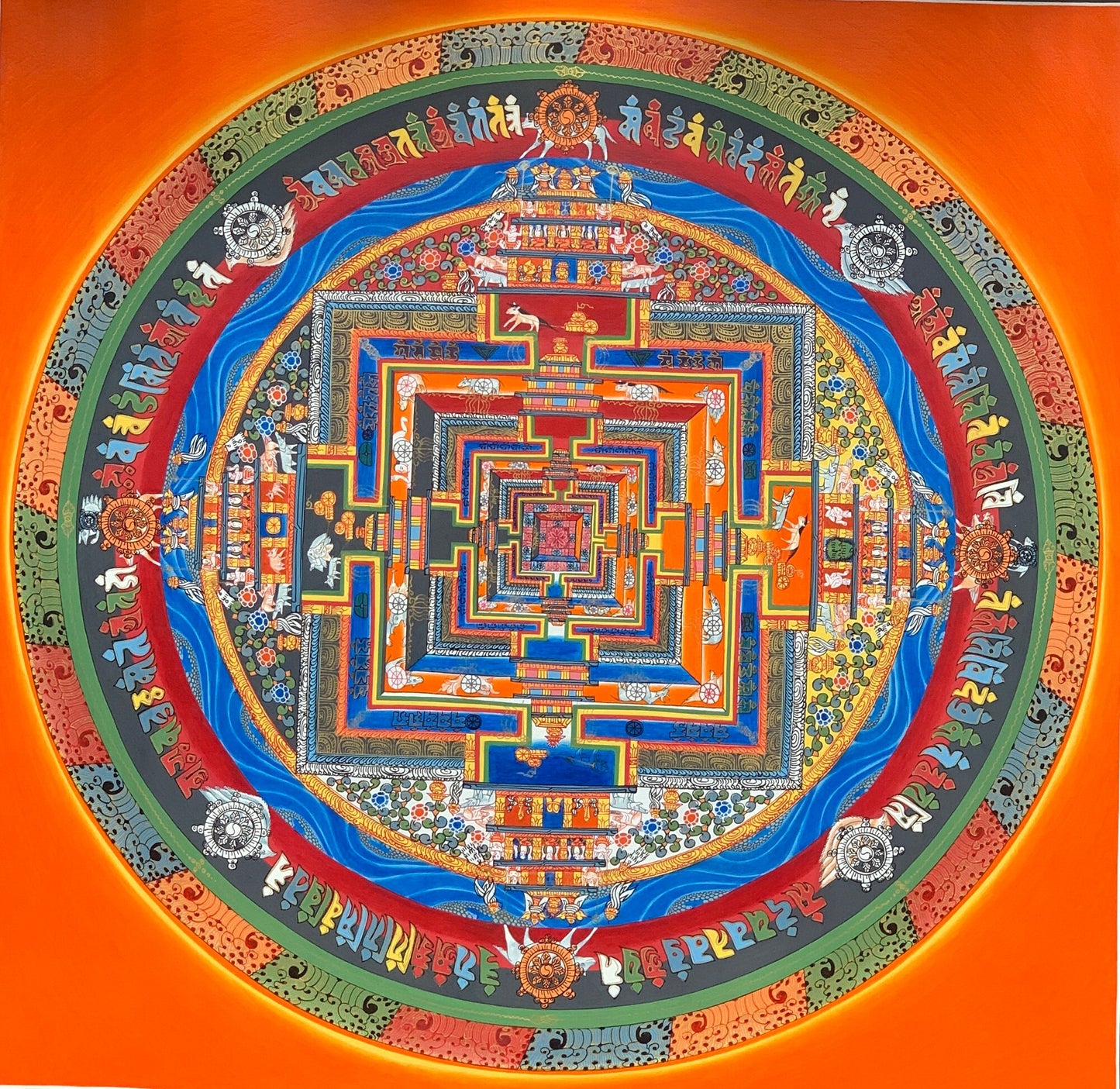 Original Hand-painted Master Quality Large Kalachakra Mandala Wheel of Life Tibetan Meditation Thangka Painting