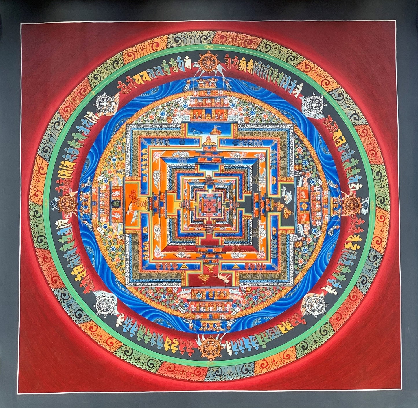 Original Hand-painted Master Quality Large Kalachakra Mandala Wheel of Life Tibetan Meditation Thangka Painting