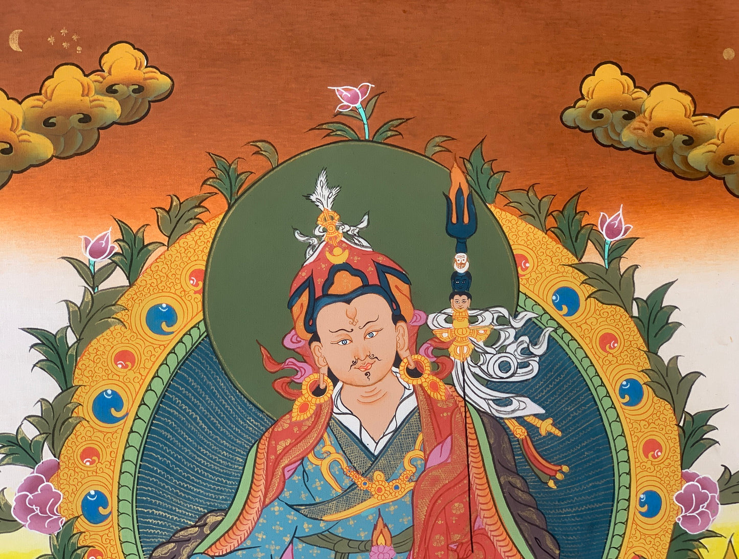 Hand-painted Padmasambhava, Guru Rinpoche,  Tantric Buddha, Tibetan Thangka Painting 16x22-Inch