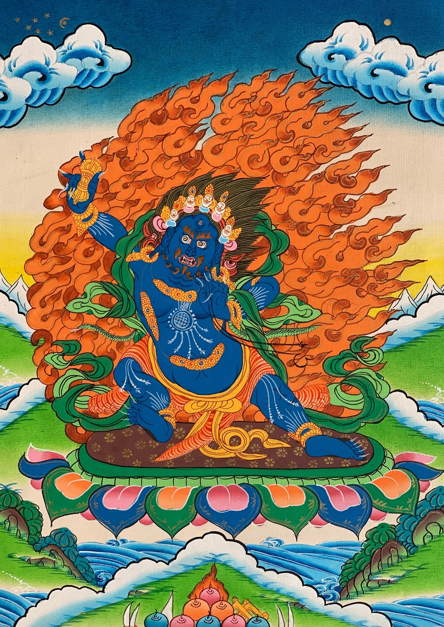 Original Hand-painted Master Quality Vajarapani, Sangdag Chagna Dorje, Tibetan Compassion Meditation Thangka  Painting