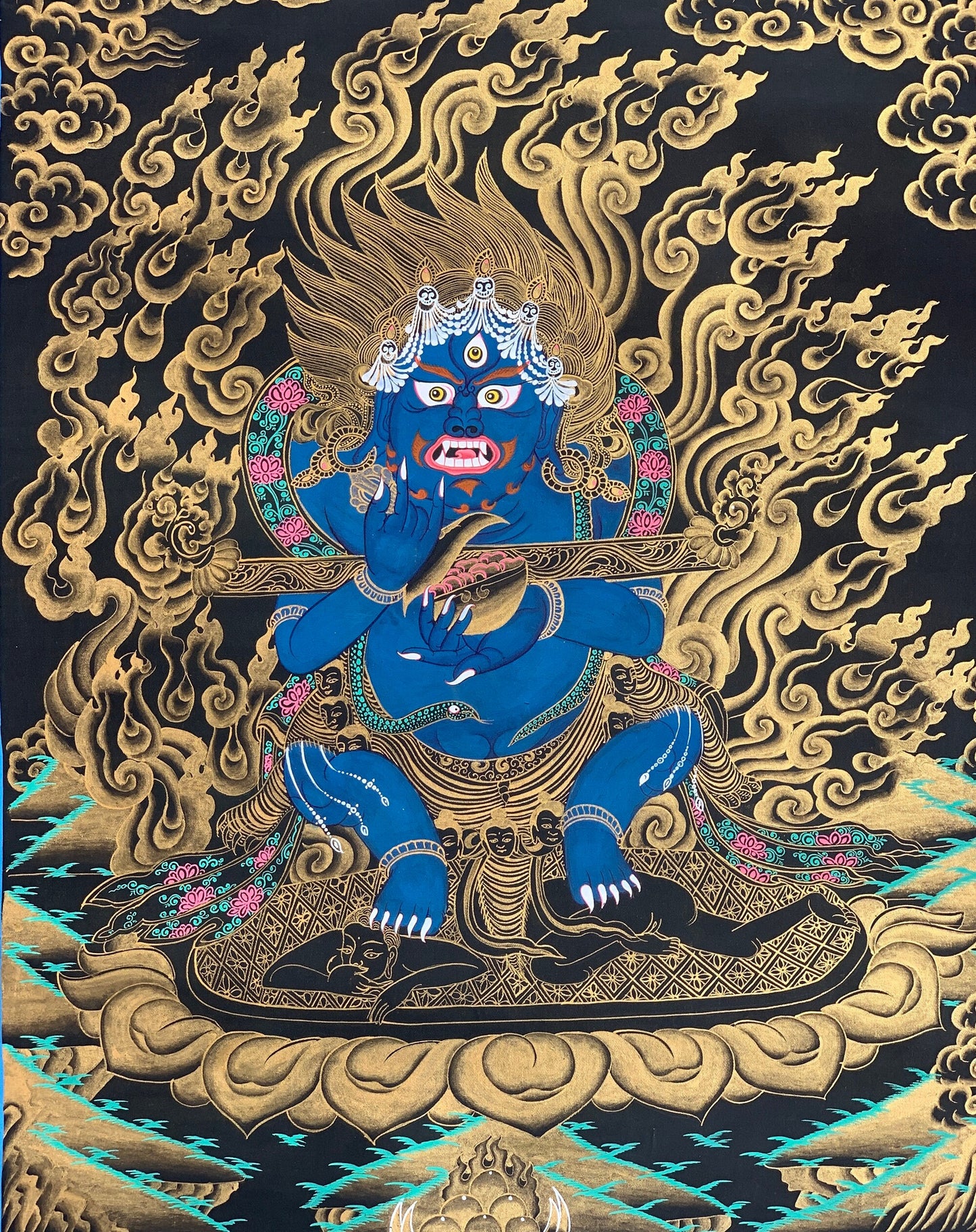 Hand-painted Fine Quality, Mahakala, Kala Bhairabha, Thangka Painting 19 x 24-Inch