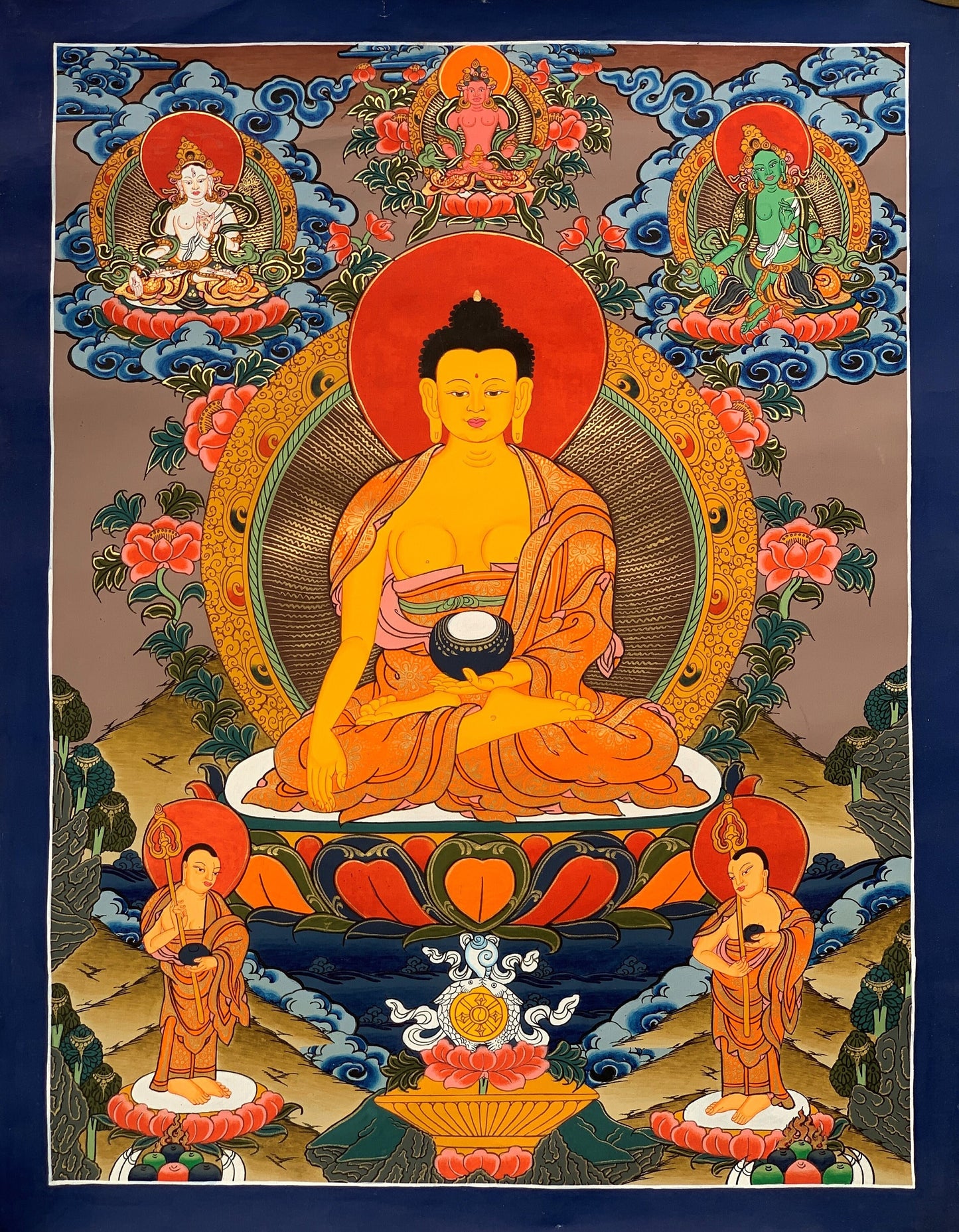 Hand-painted, Shakyamuni, Gautama Buddha,  Tibetan Thangka Painting 15 x 20-inch