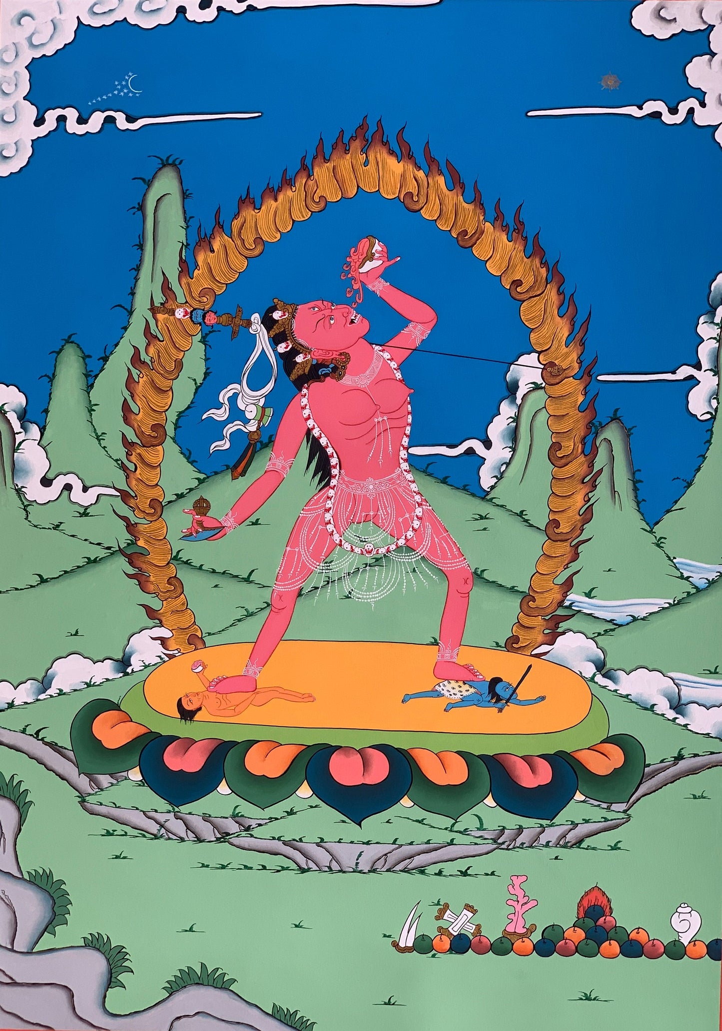 Original Hand -Painted Vajrayogini Yogini,  High-Quality  Masterpiece Tibetan Thangka Painting/ Anuttarayoga Chakrasamvara Cycle Tantra Art