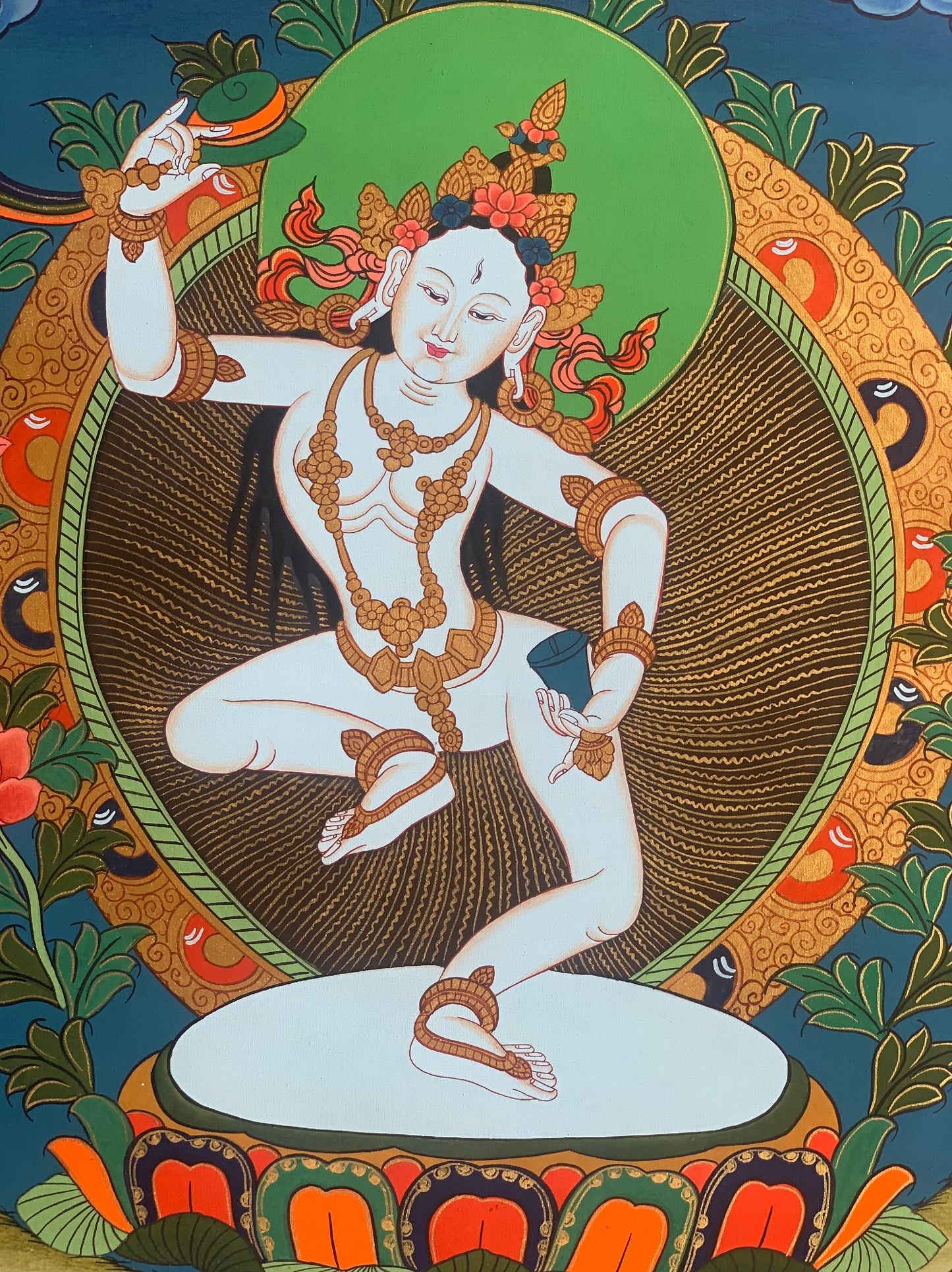 Original Hand-Painted, Machig Labdron/Ahdron Chodron Tibetan Yogini Thangka Painting/ Buddhist Art/ Home/ Wall Hanging