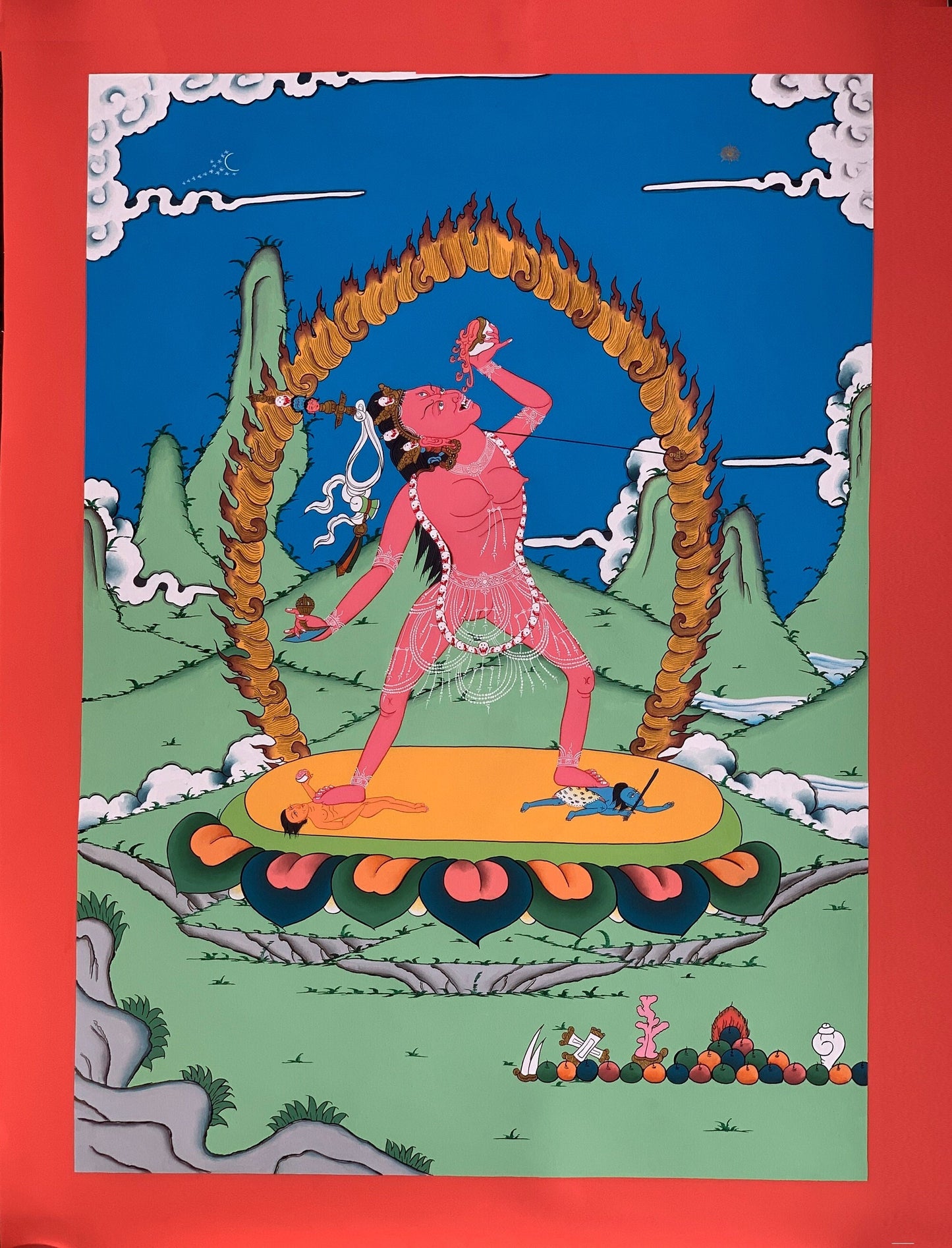 Original Hand -Painted Vajrayogini Yogini,  High-Quality  Masterpiece Tibetan Thangka Painting/ Anuttarayoga Chakrasamvara Cycle Tantra Art