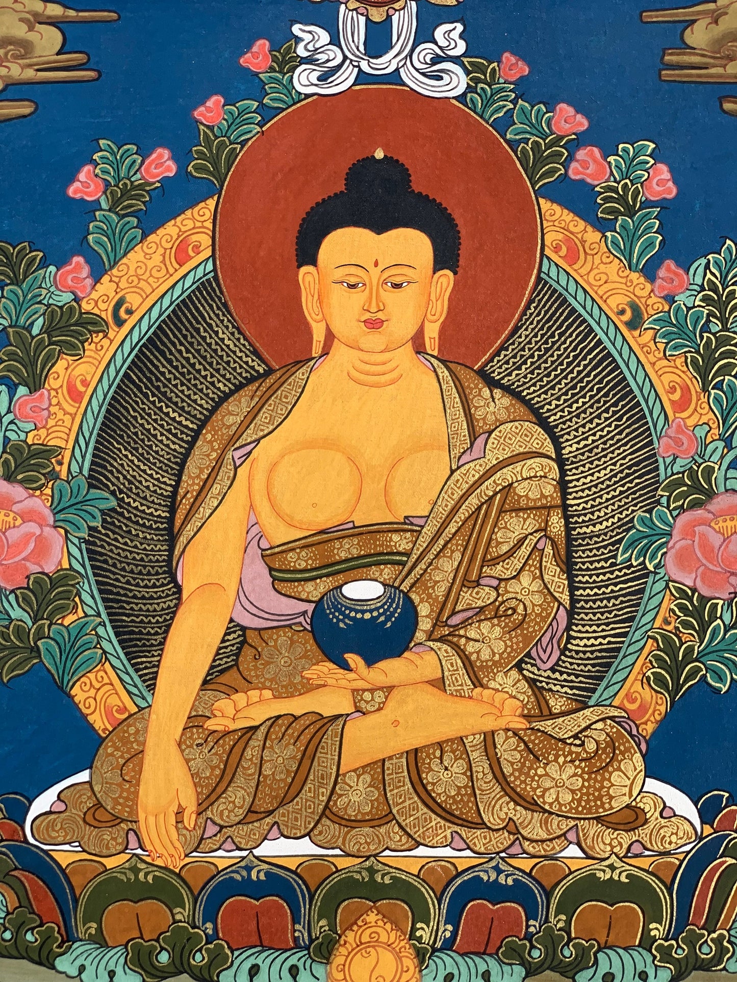 Hand-painted, Shakyamuni, Gautama, Buddha, Tibetan Thangka Painting 11 x 15-inch