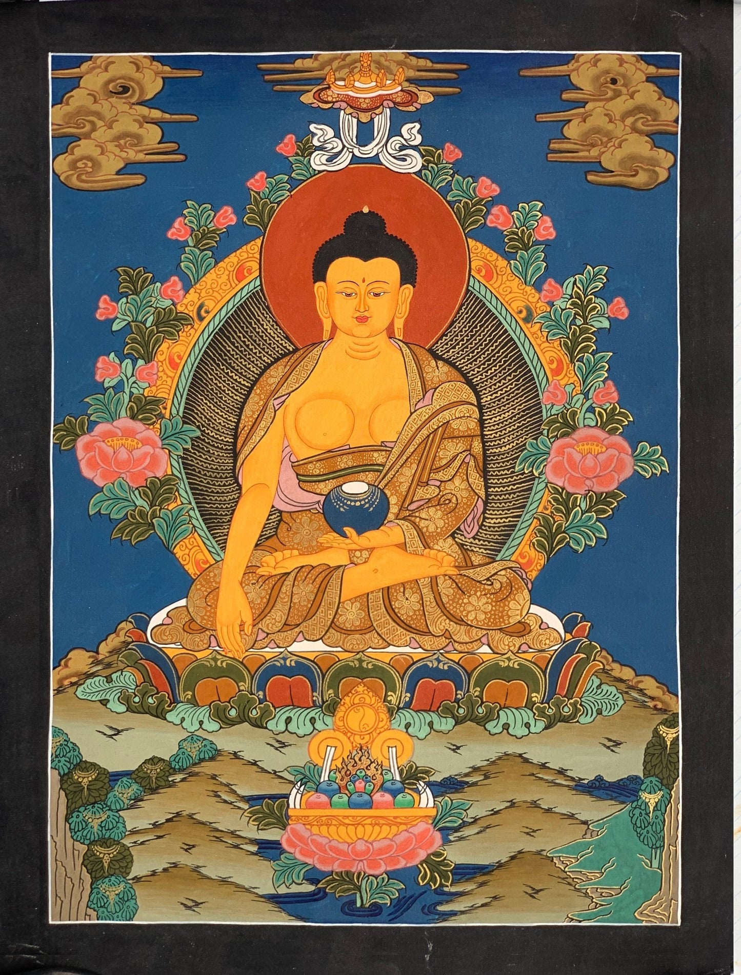 Hand-painted, Shakyamuni, Gautama, Buddha, Tibetan Thangka Painting 11 x 15-inch