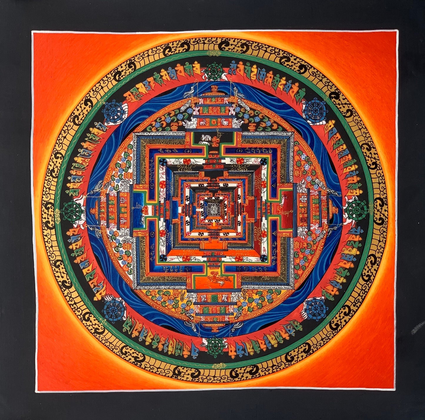 Original Hand-painted Kalachakra Mandala Wheel of Life/ Time Tibetan Thangka Painting Compassion Meditation Art