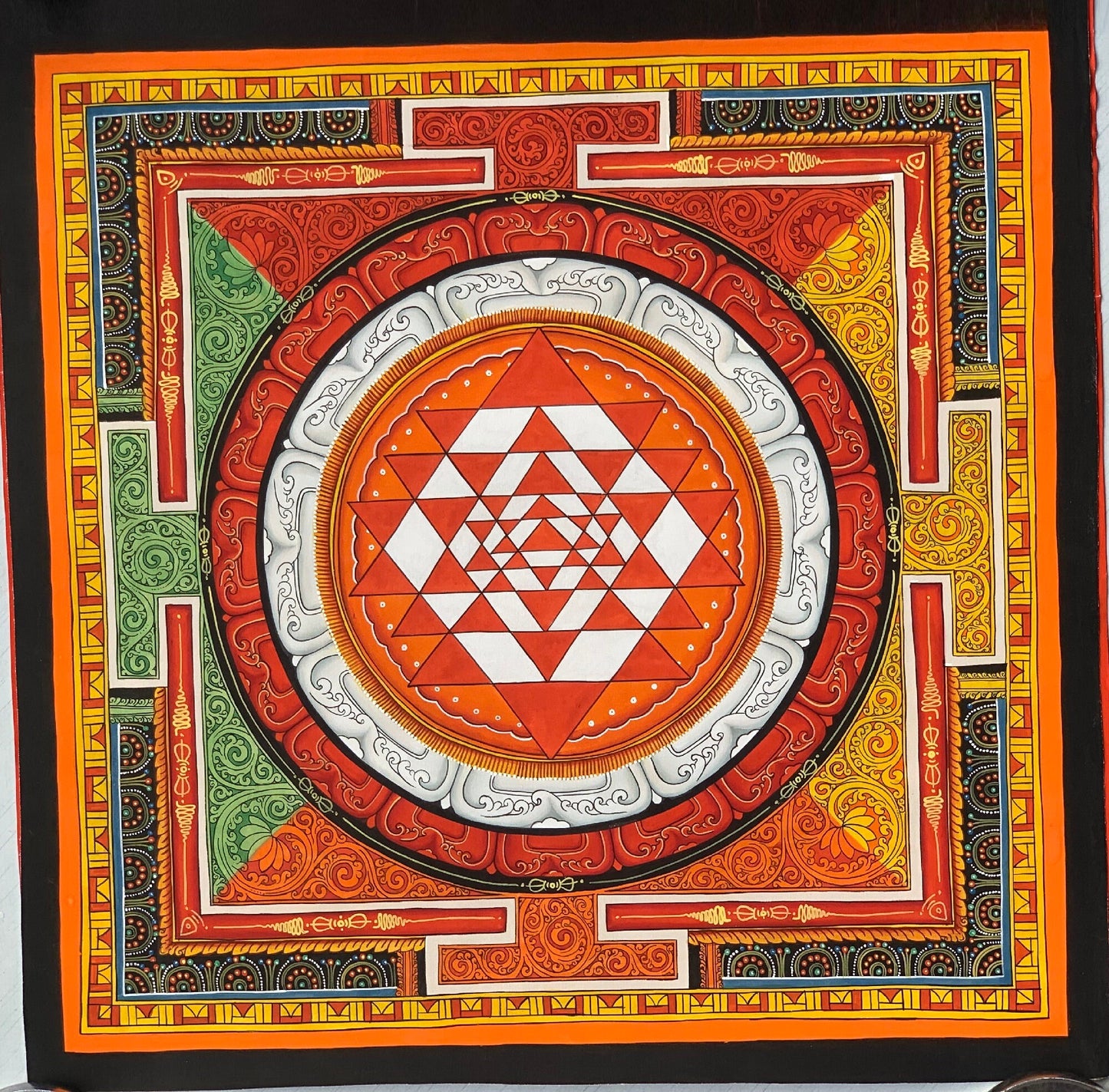 Original Hand-painted, Sri Yantra, Shri Yantra, Shri Chakra, Original Newari, Pauba, Thangka Painting,