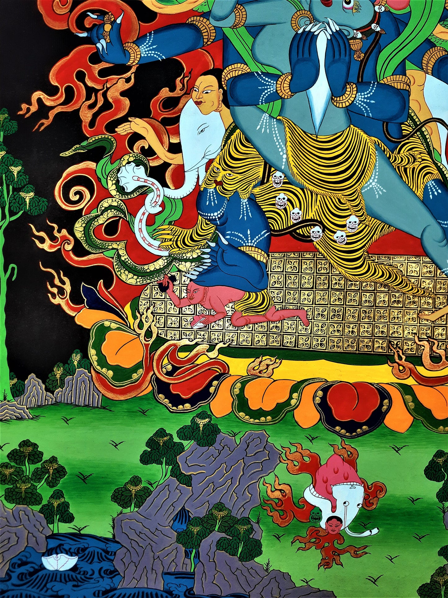 Vajrakilaya/ Vajrakila/ Dorje Phurba Wrathful Deity Original Hand-painted Masterpiece Tibetan Thangka Painting