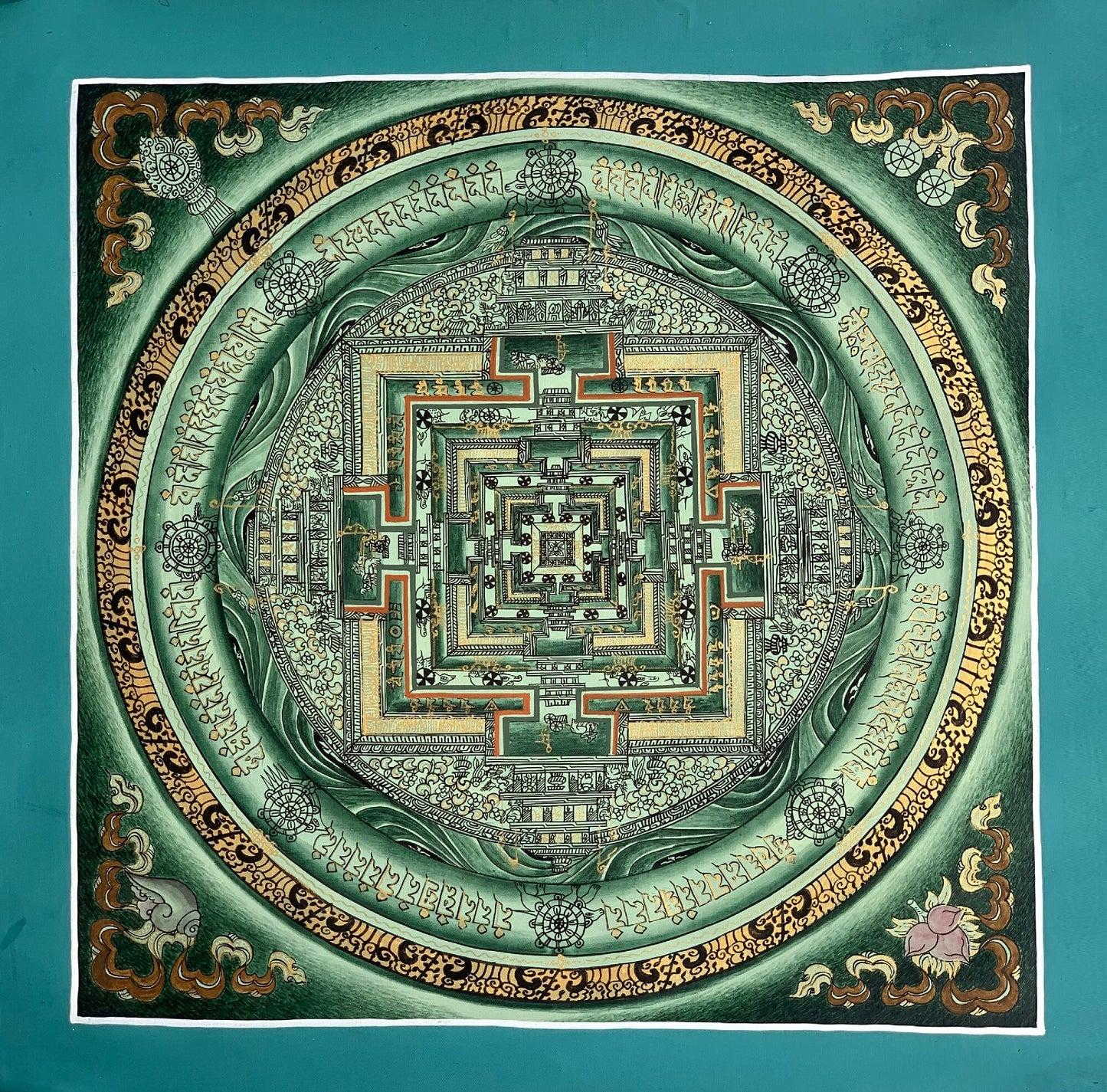 Original Hand-painted Kalachakra Mandala Wheel of Life/ Time Tibetan Thangka Painting Compassion Meditation Art