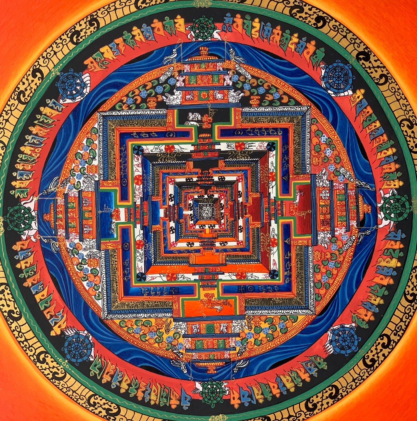 Original Hand-painted Kalachakra Mandala Wheel of Life/ Time Tibetan Thangka Painting Compassion Meditation Art