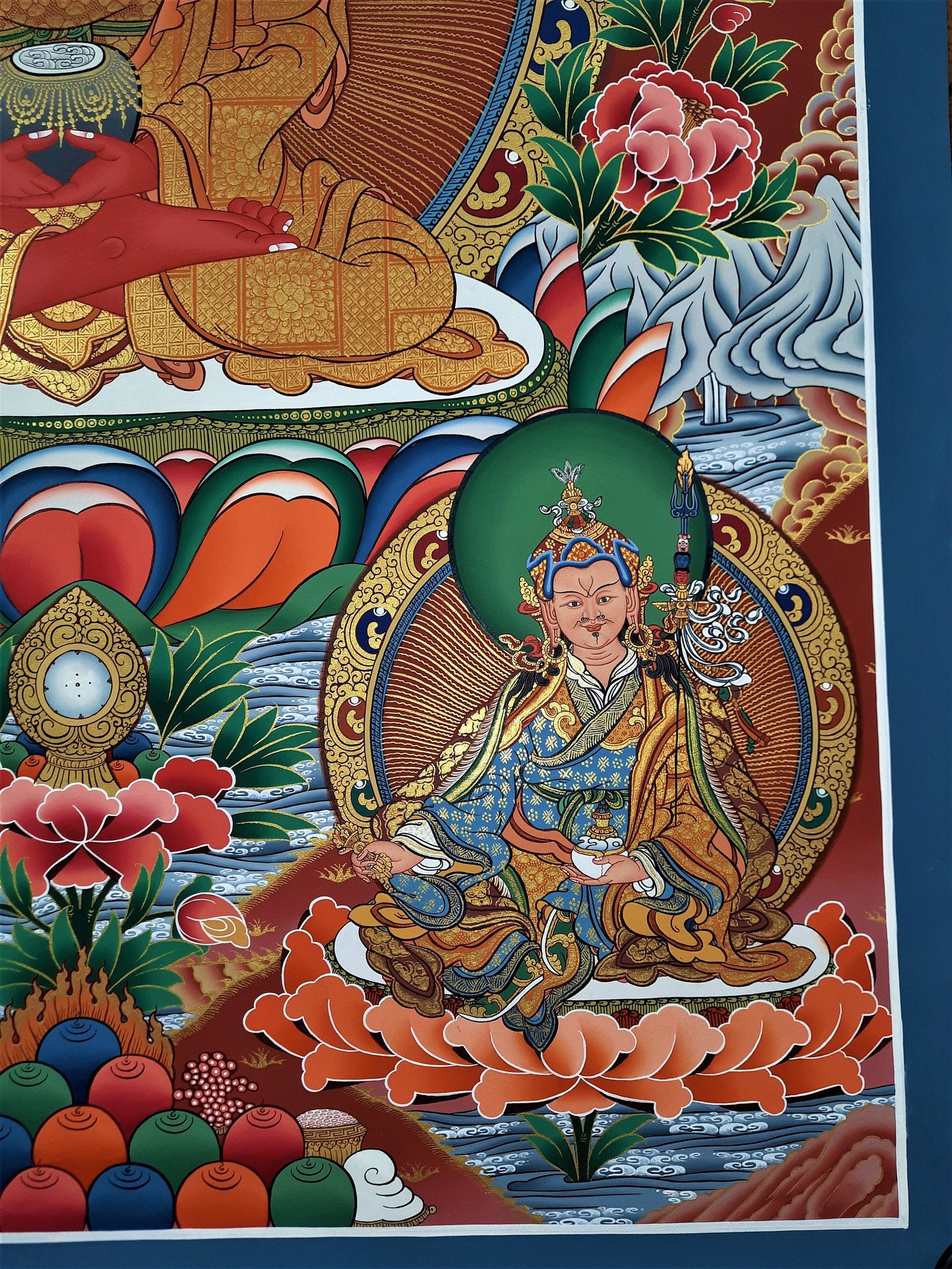 Hand-painted Amitabha Buddha, Original, Masterpiece, 24 K Gold, Tibetan Thangka,  28 x 39 Inch