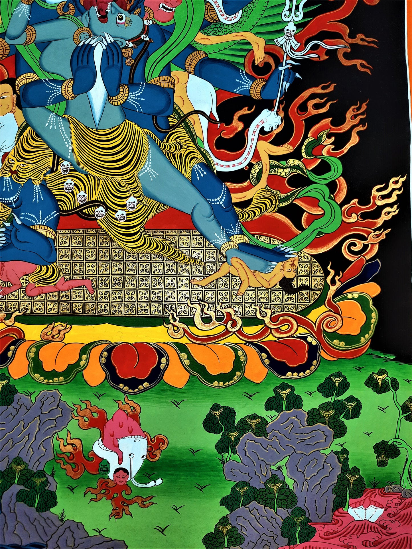 Vajrakilaya/ Vajrakila/ Dorje Phurba Wrathful Deity Original Hand-painted Masterpiece Tibetan Thangka Painting