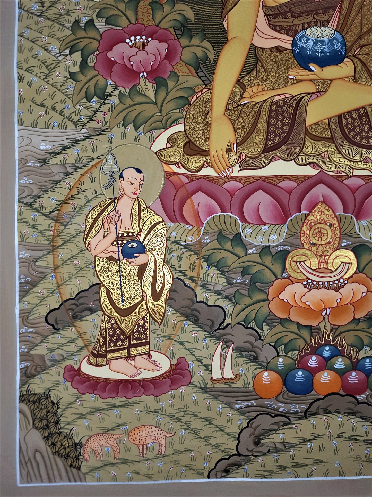 Original Hand Painted Shakyamuni Buddha / Gautama Masterpiece Tibetan Wall Hanging, Meditation  Painting Thangka / Thanka From Nepal