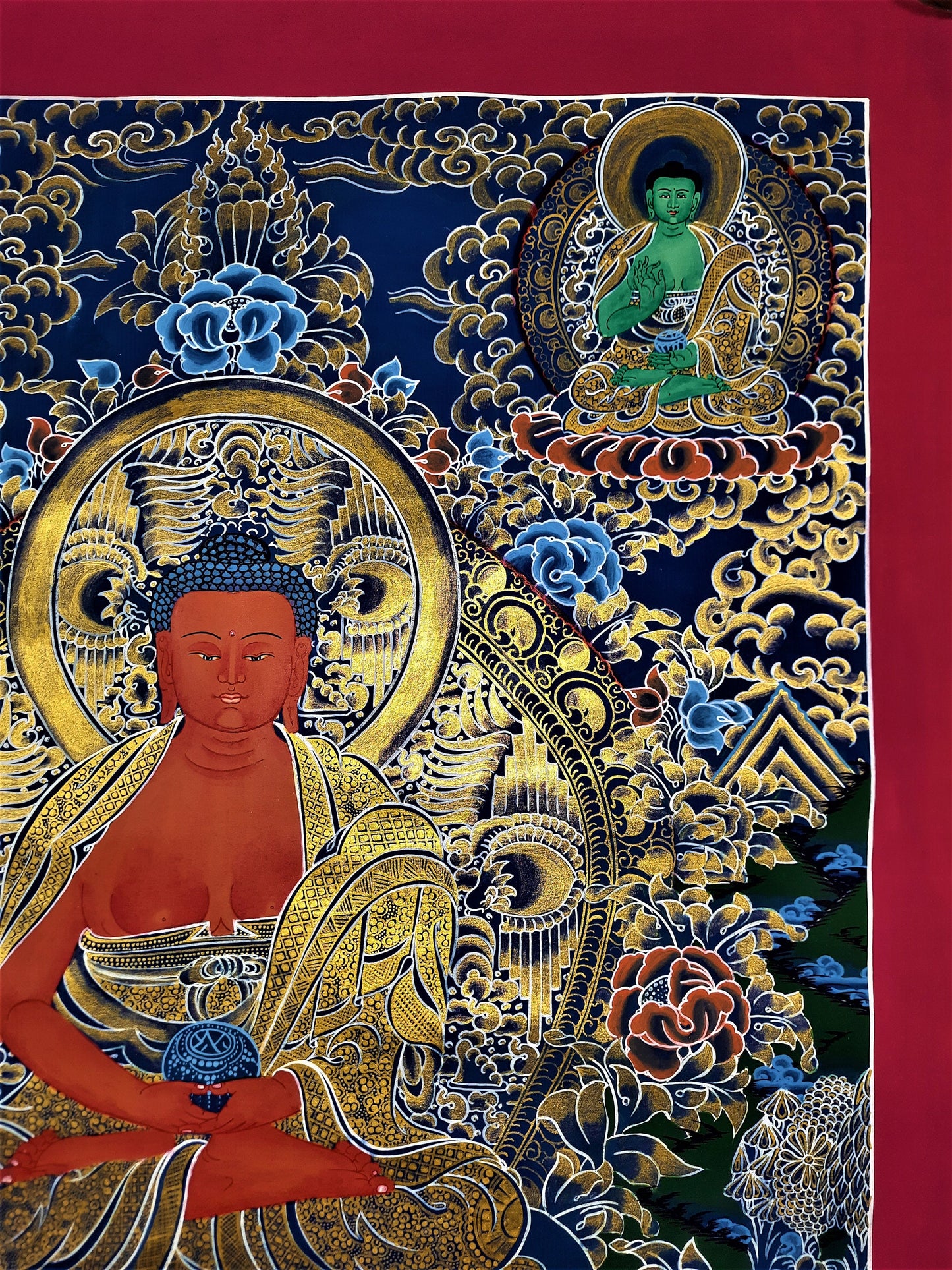 Hand-painted Original Master Quality  Amitabha Buddha/ Dhyani Buddha, Tibetan Wall Hanging, Compassion Meditation Thanka  / Thangka Painting