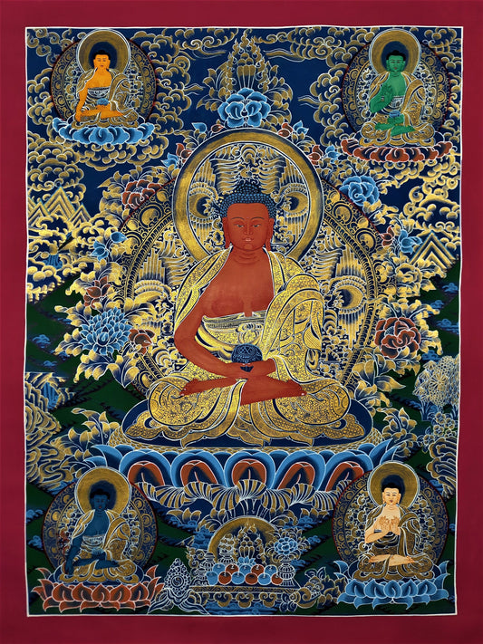 Hand-painted Original Master Quality  Amitabha Buddha/ Dhyani Buddha, Tibetan Wall Hanging, Compassion Meditation Thanka  / Thangka Painting