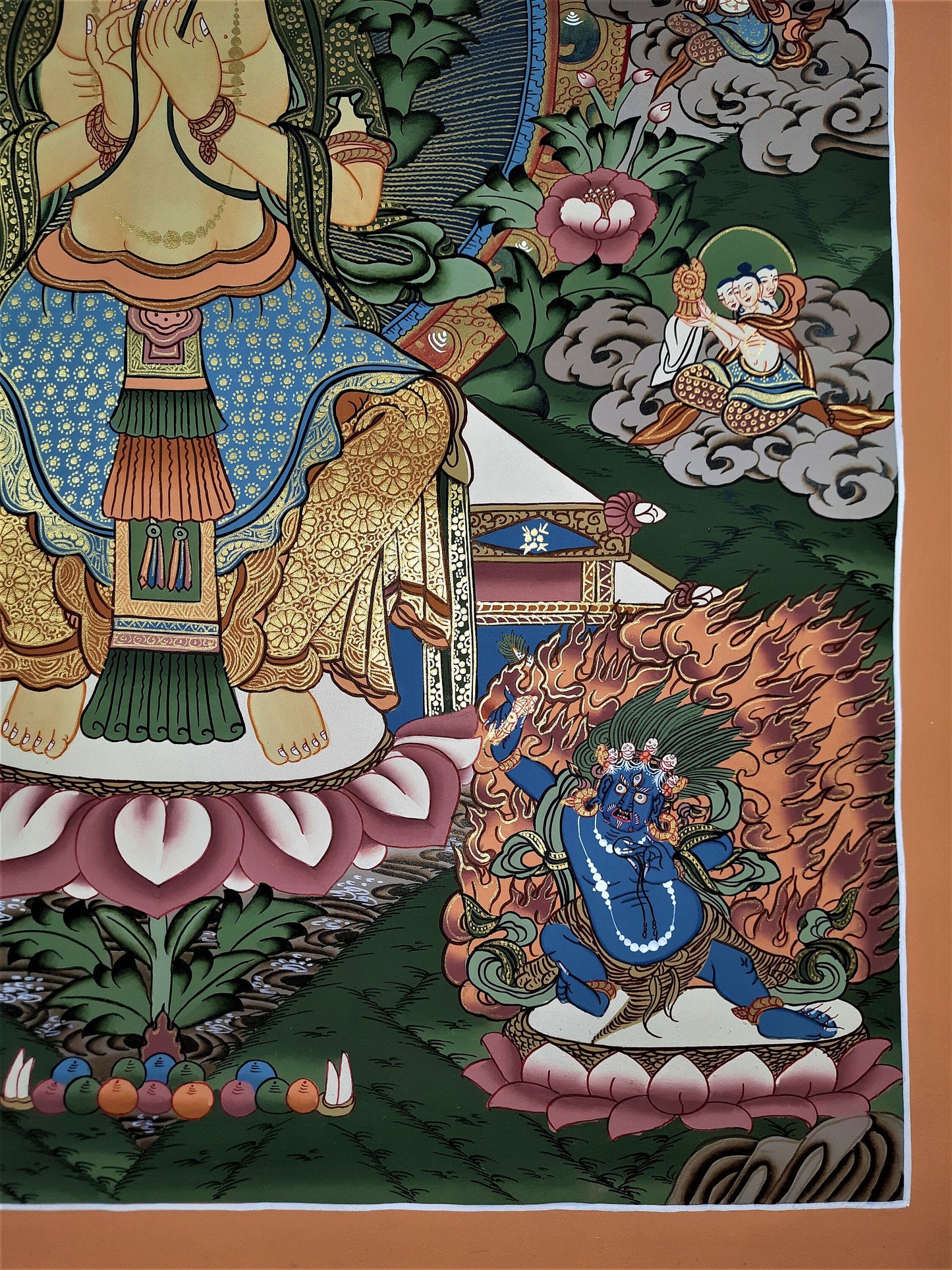 Hand-painted  Maitreya- The Future Buddha,  Tibetan Thangka Painting  20 x 28-Inch