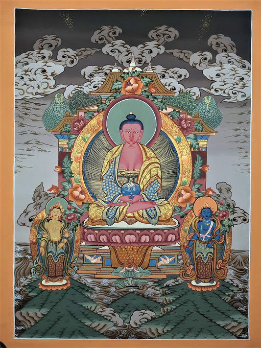 Hand-painted Amitabha  Buddha, Tibetan Thangka Painting  20 x 28-Inch