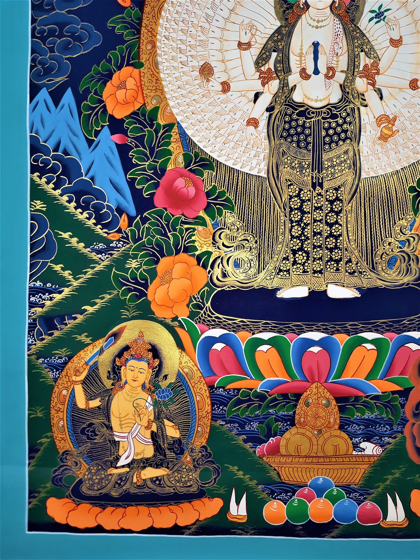 Original Hand Painted SAHASRABHUJA 1000 ARMED AVALOKITESHVARA /Lokeshwor/  Tibetan Meditation Thangka / Thanka  Painting From Nepal