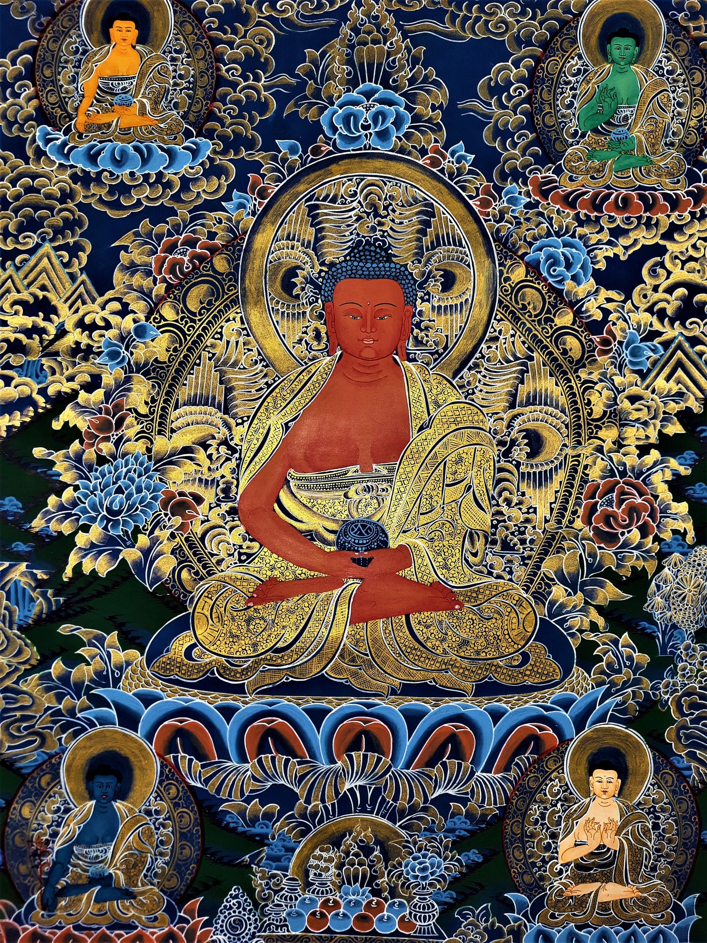 Hand-painted Original Master Quality  Amitabha Buddha/ Dhyani Buddha, Tibetan Wall Hanging, Compassion Meditation Thanka  / Thangka Painting