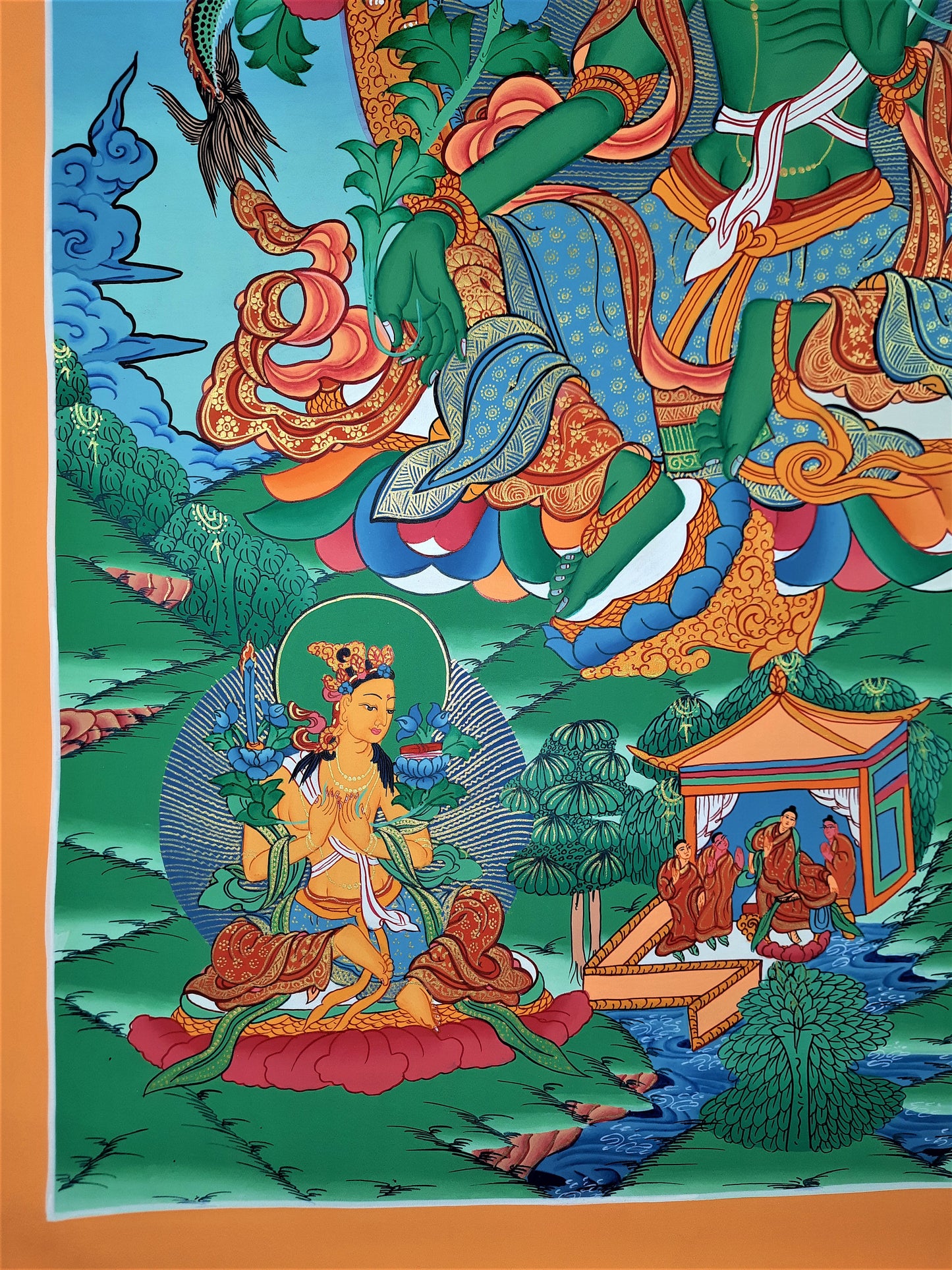 Original Hand Painted Green Tara  Tibetan Compassion / Meditation Wall hanging Thangka / Thanka  Painting From Nepal