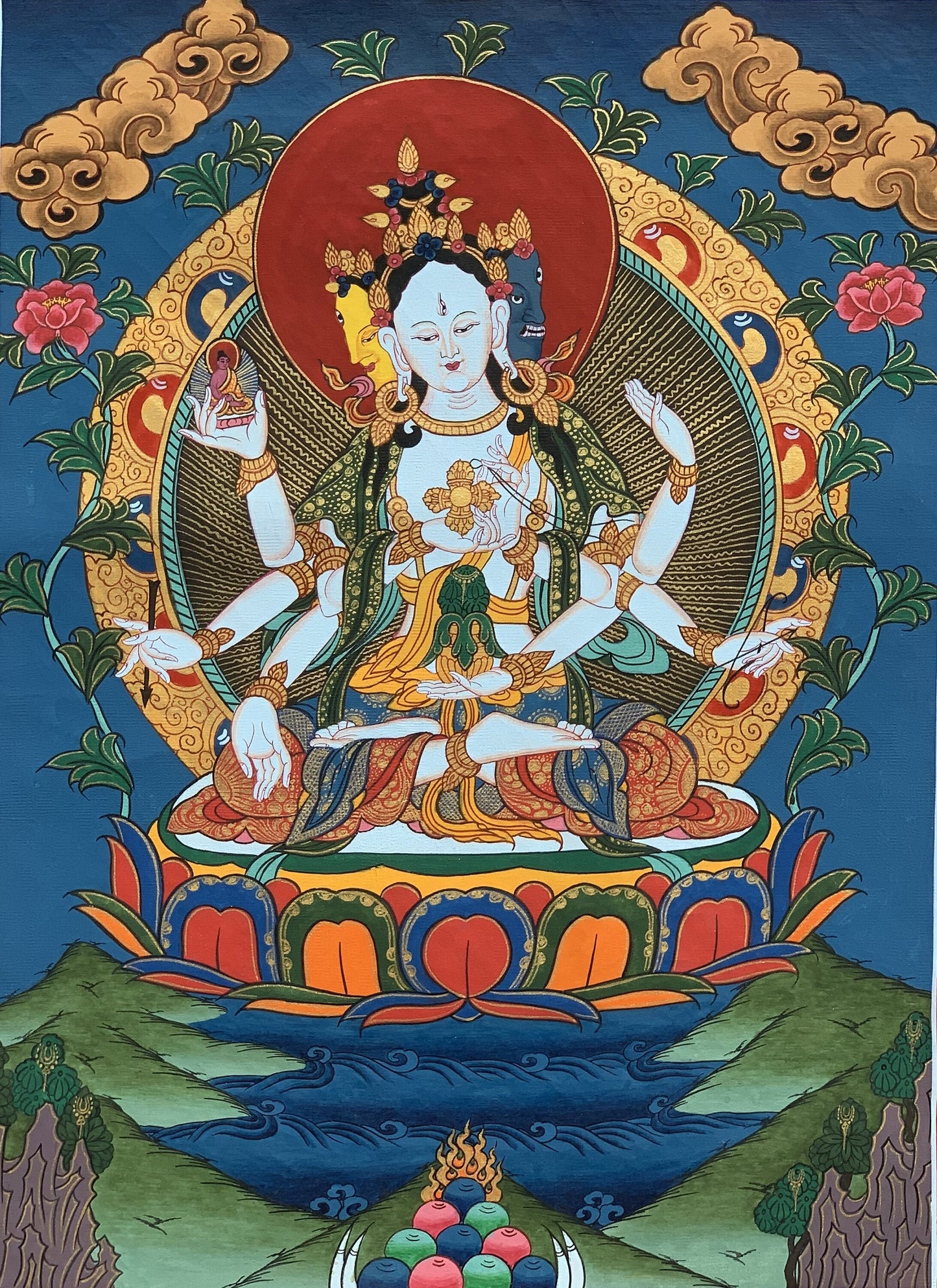 Original Hand-painted Master Quality Namgyalma/ Vasundhara Tibetan Thangka Painting from Nepal