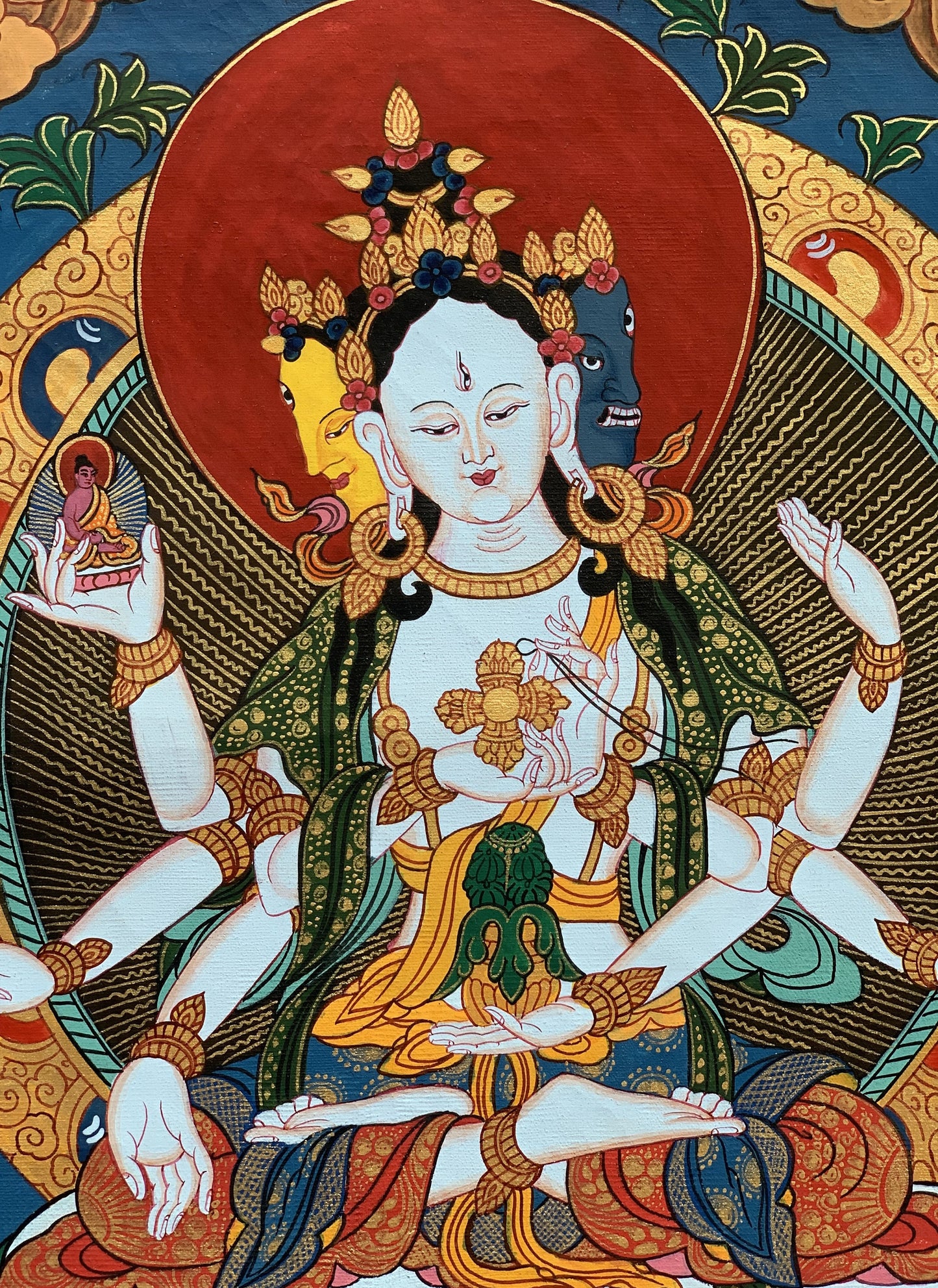 Original Hand-painted Master Quality Namgyalma/ Vasundhara Tibetan Thangka Painting from Nepal