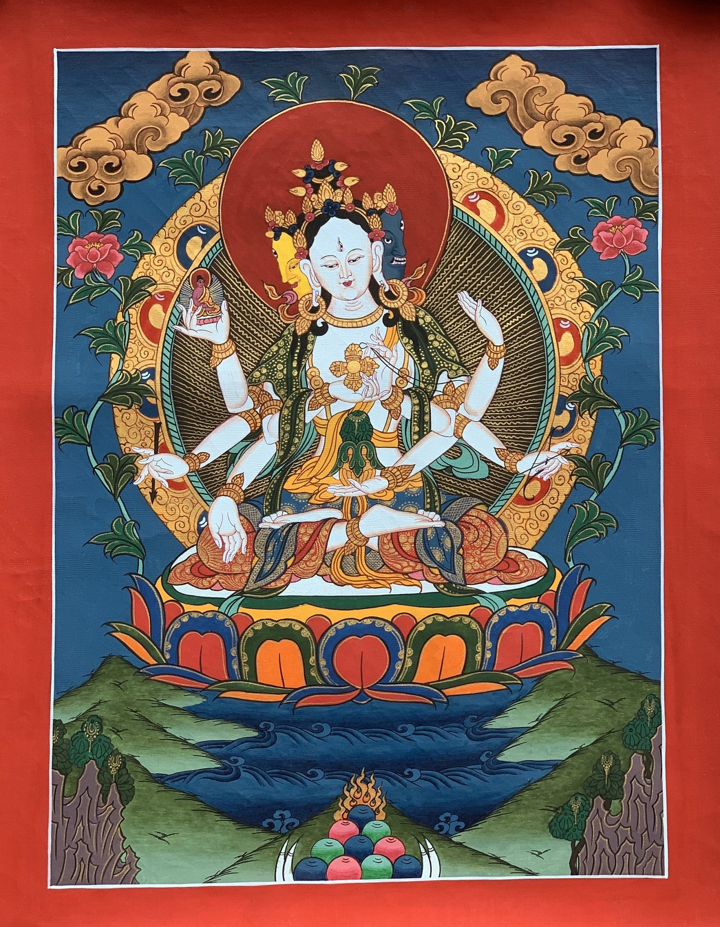 Original Hand-painted Master Quality Namgyalma/ Vasundhara Tibetan Thangka Painting from Nepal