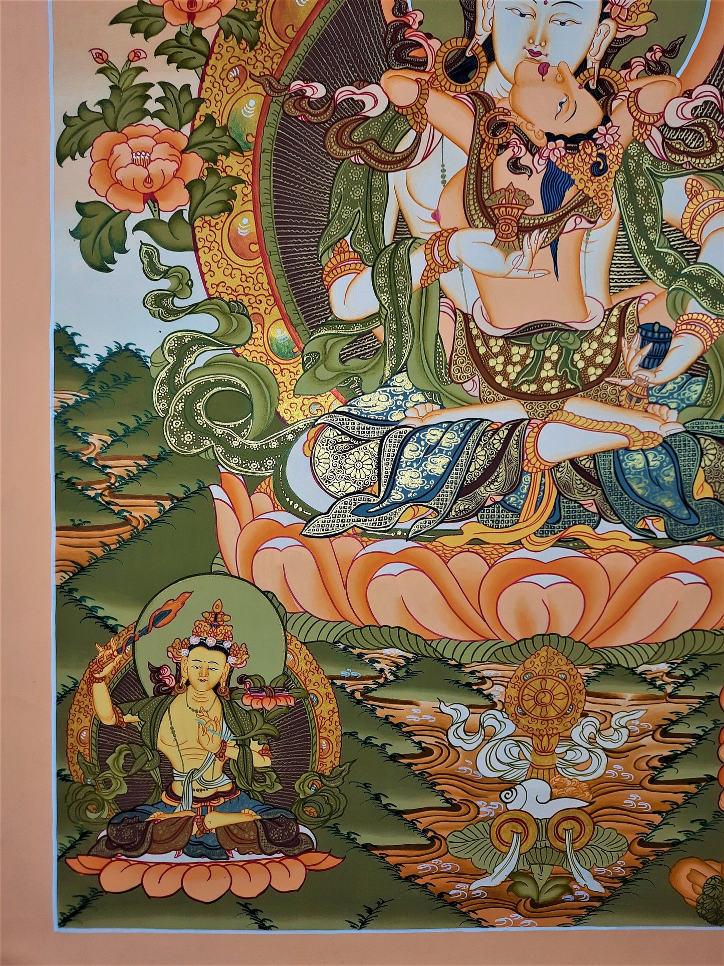 Original Hand Painted Vajrasattva Shakti / DORJE SEMPA Masterpiece Tibetan Compassion / Meditation Thangka / Thanka  Painting From Nepal