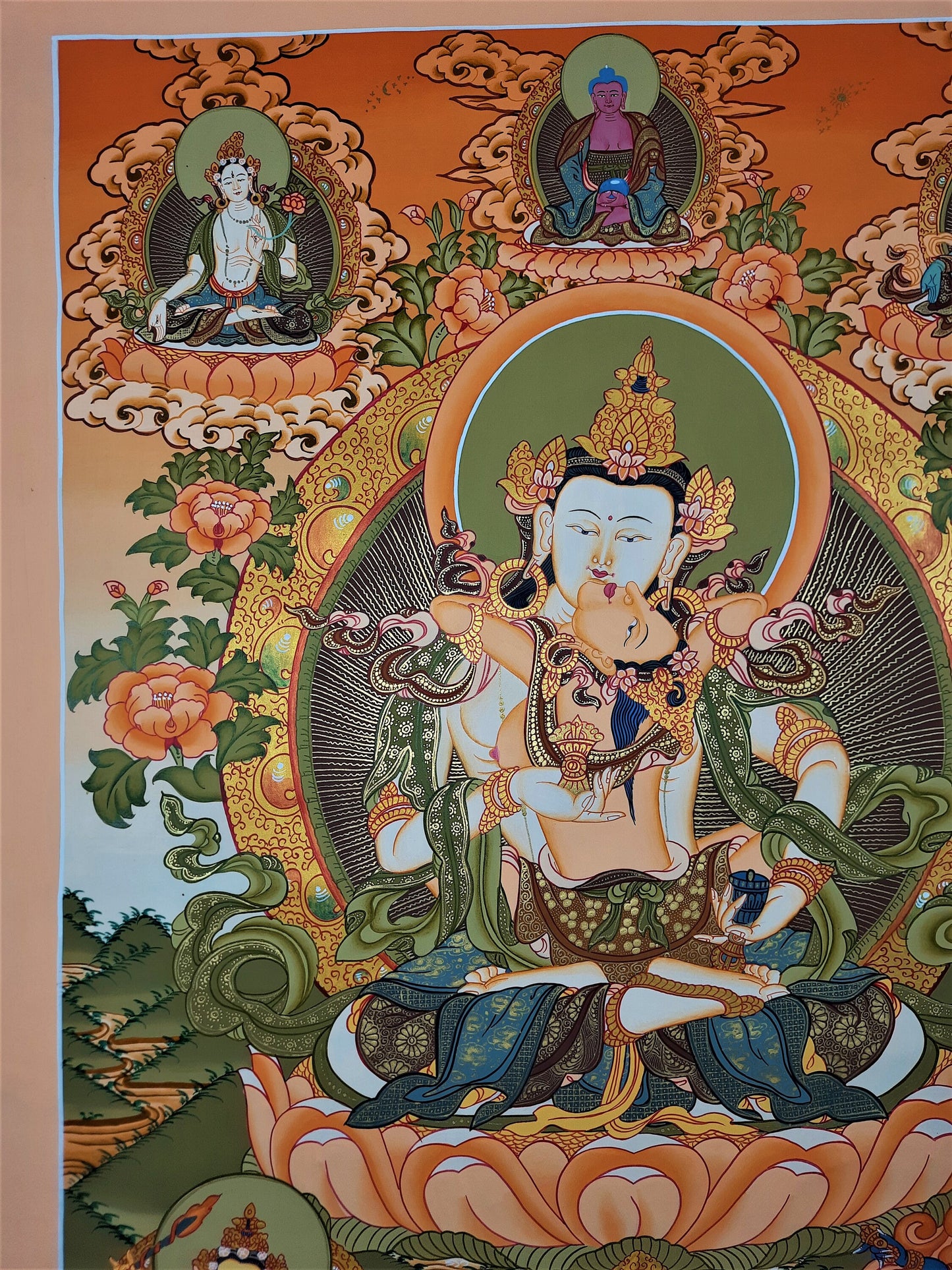 Original Hand Painted Vajrasattva Shakti / DORJE SEMPA Masterpiece Tibetan Compassion / Meditation Thangka / Thanka  Painting From Nepal