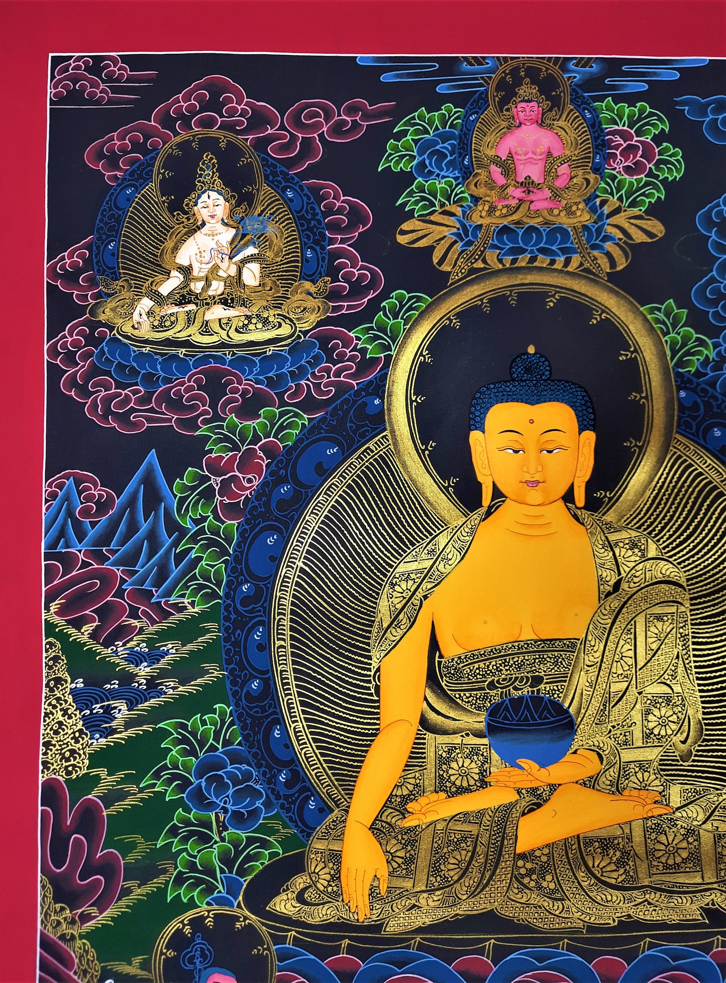 Original Hand Painted Shakyamuni Buddha / Gautama Masterpiece Tibetan Wall Hanging Painting Thangka / Thanka From Nepal