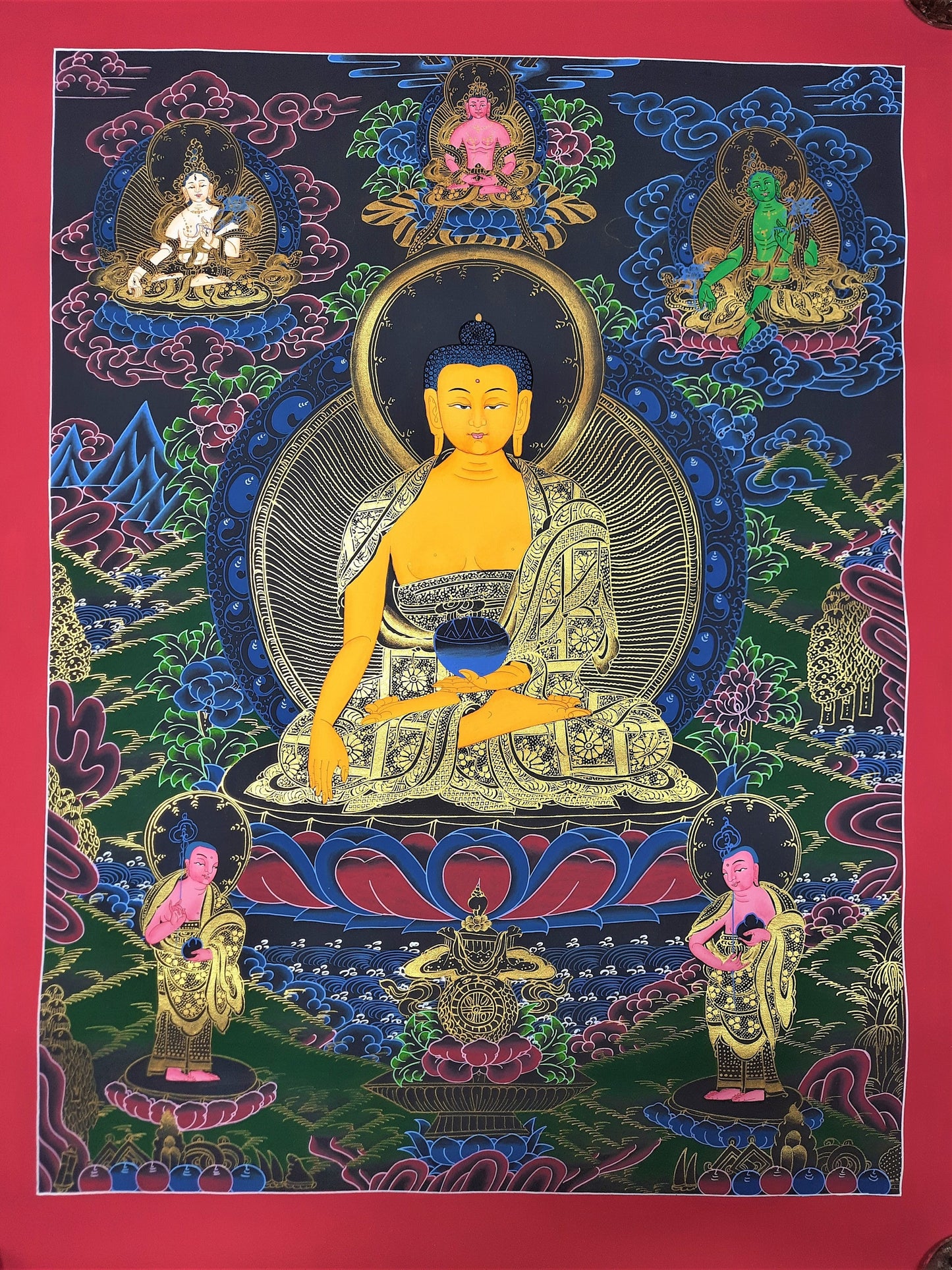 Original Hand Painted Shakyamuni Buddha / Gautama Masterpiece Tibetan Wall Hanging Painting Thangka / Thanka From Nepal