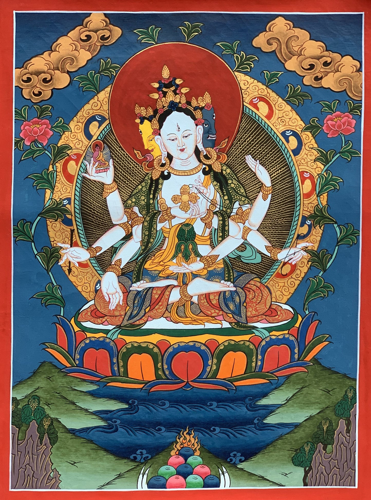 Original Hand-painted Master Quality Namgyalma/ Vasundhara Tibetan Thangka Painting from Nepal